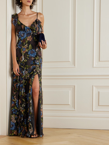 Veronica Beard Madeline ruffled floral-print silk-voile maxi dress