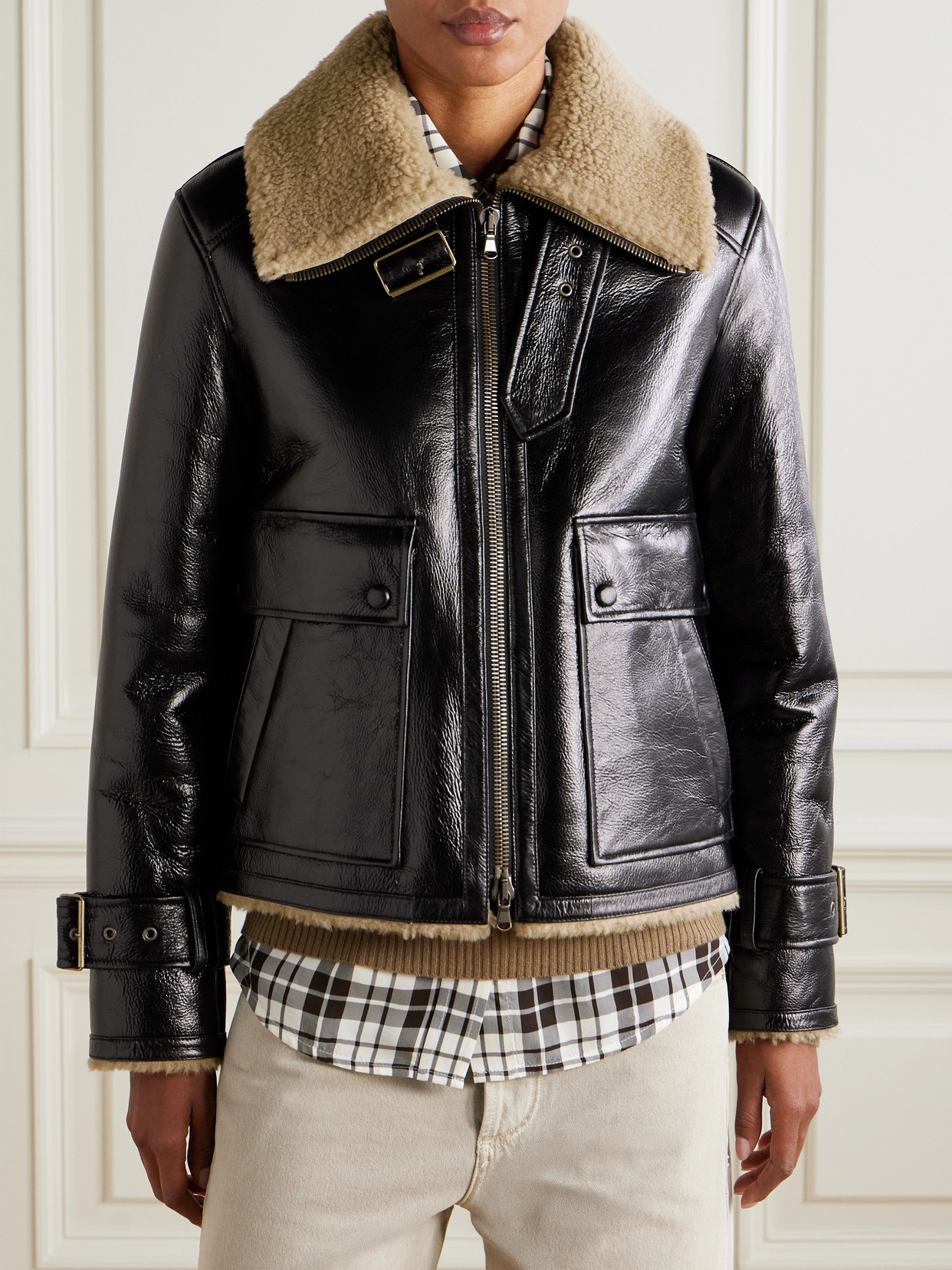 Veronica Beard Danika Shearling Jacket In Black