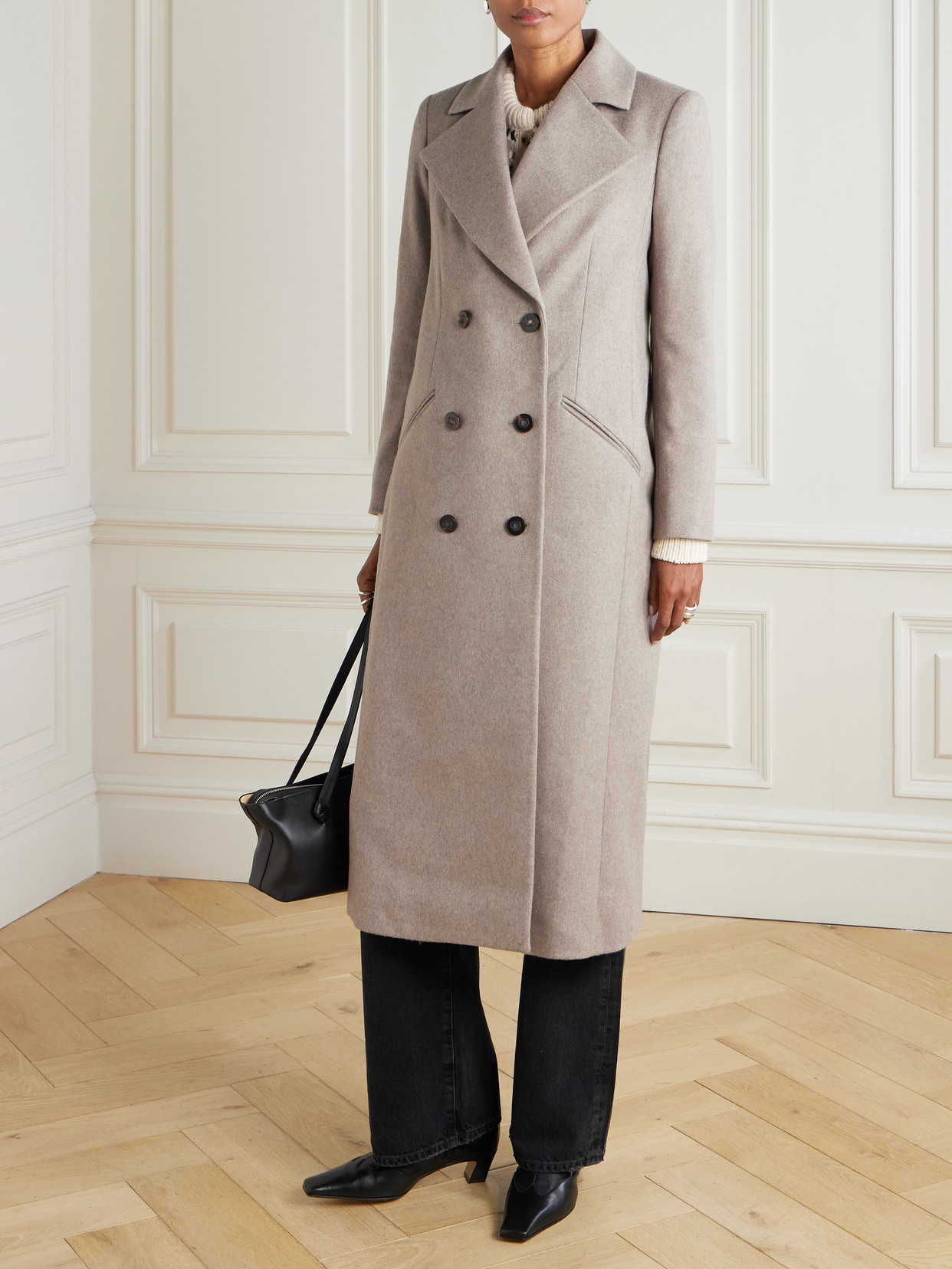 Veronica Beard Seth Dickey Double-breasted Wool And Cashmere-blend Trench Coat In Neutral