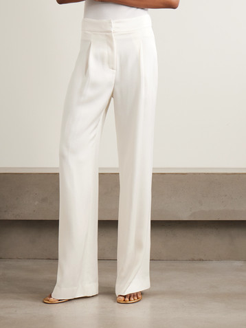 Veronica Beard Robinne pleated satin-crepe wide-leg pants