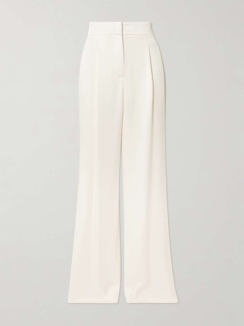 Veronica Beard Robinne Pleated Satin-crepe Wide-leg Pants