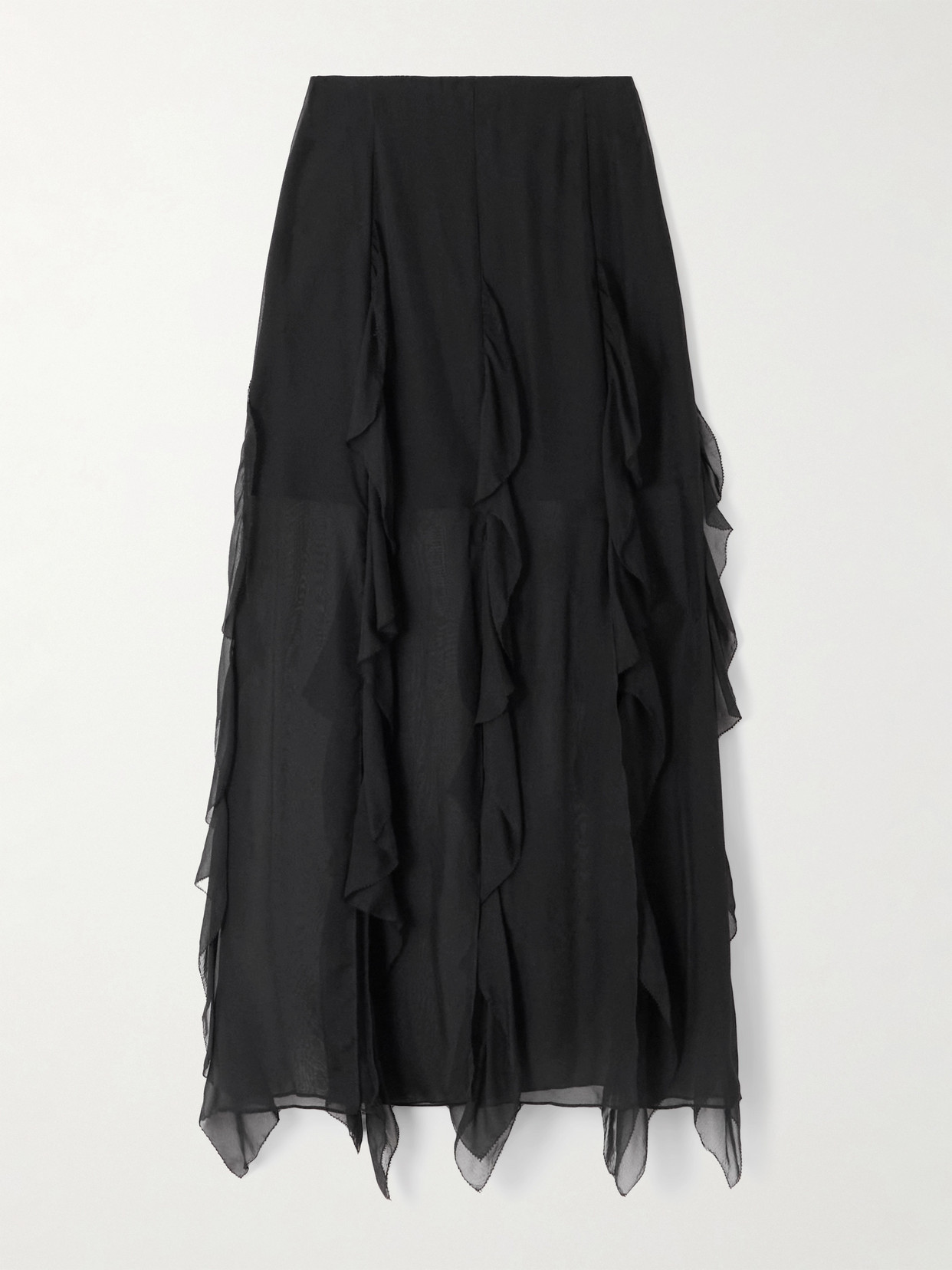 Veronica Beard Ava Ruffled Silk-chiffon Midi Skirt In Black