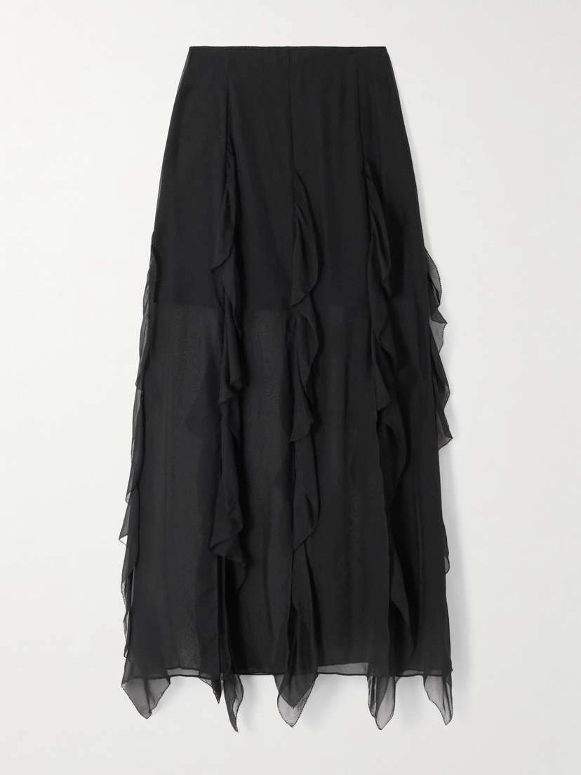 Veronica Beard Ava Ruffled Silk-chiffon Midi Skirt