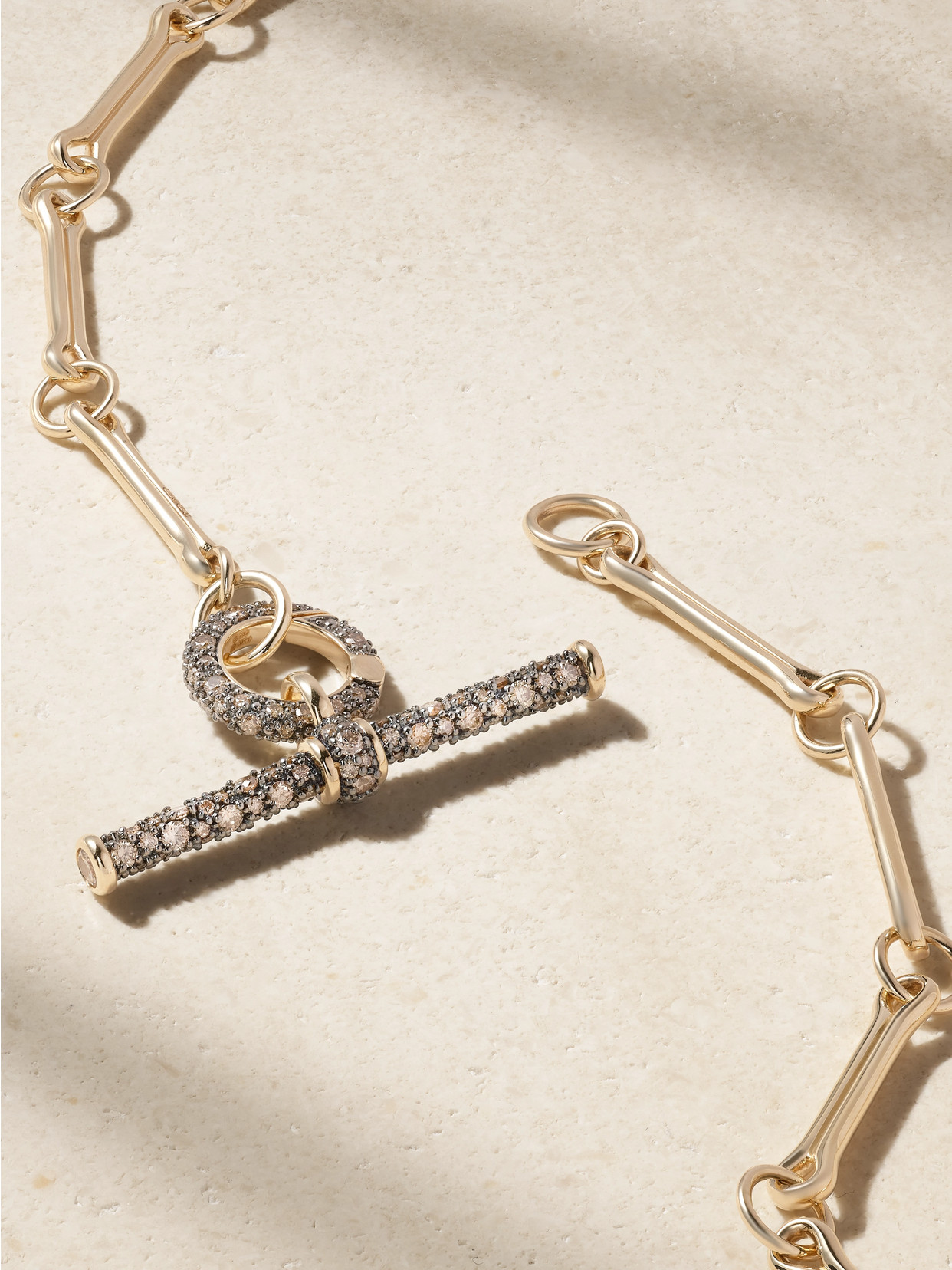 Lucy Delius Show Your Bones + T-bar Trombone Link 14-karat Gold, Rhodium-plated And Diamond Necklace