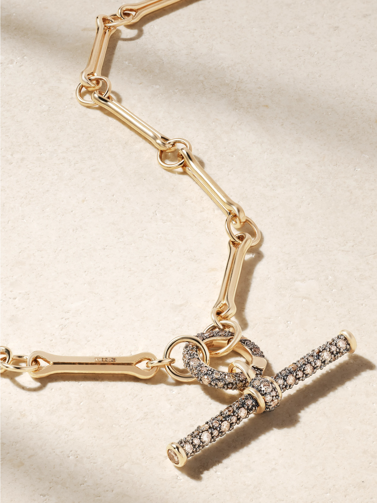 Lucy Delius Show Your Bones + T-bar Trombone Link 14-karat Gold, Rhodium-plated And Diamond Necklace