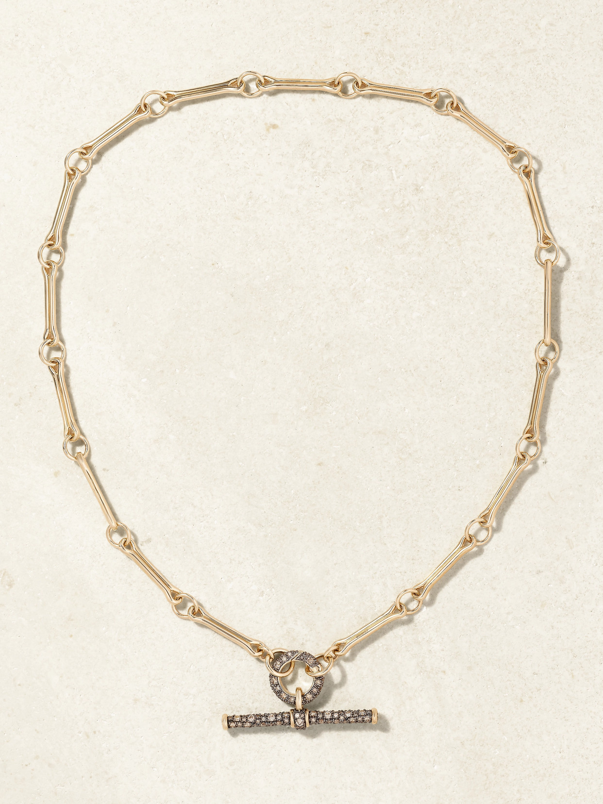 Lucy Delius Show Your Bones + T-bar Trombone Link 14-karat Gold, Rhodium-plated And Diamond Necklace