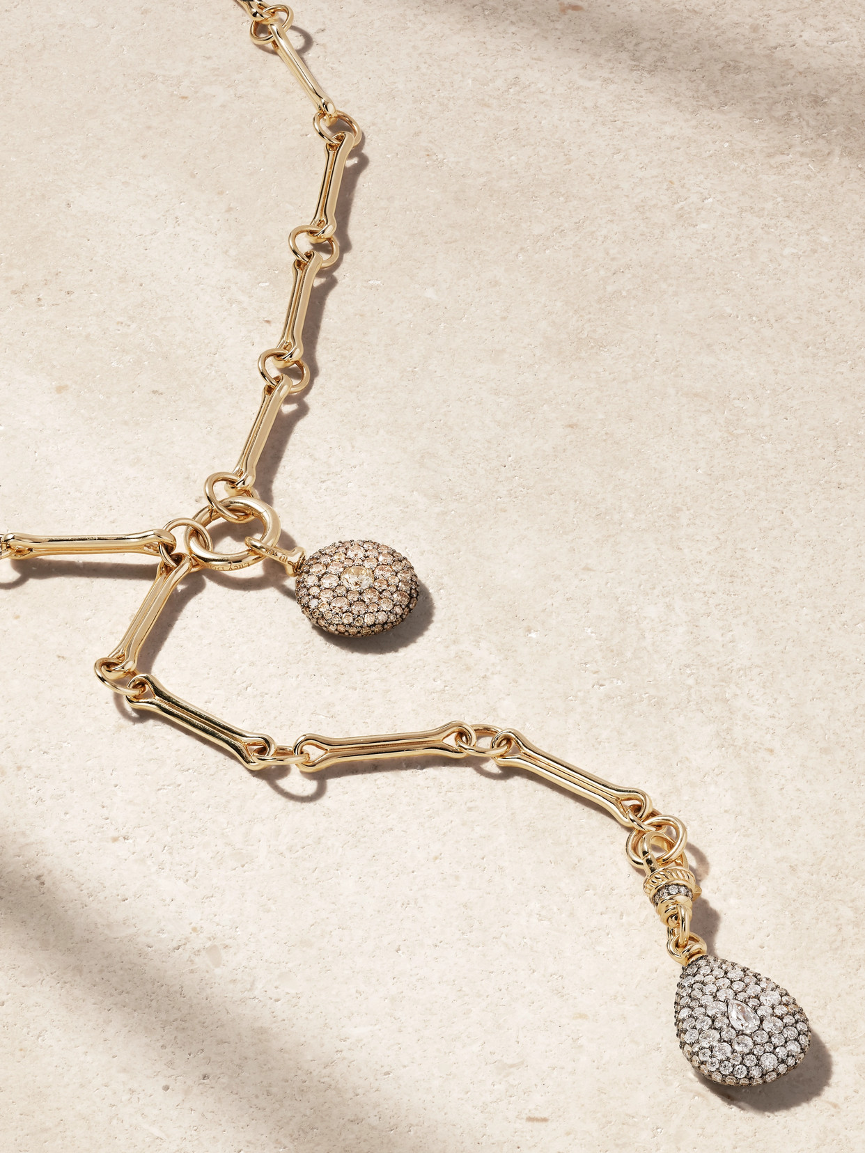 Lucy Delius Show Your Bones + Signature Teardrop + Pocket Watch Pendant 14-karat Gold, Rhodium-plated And Diamon
