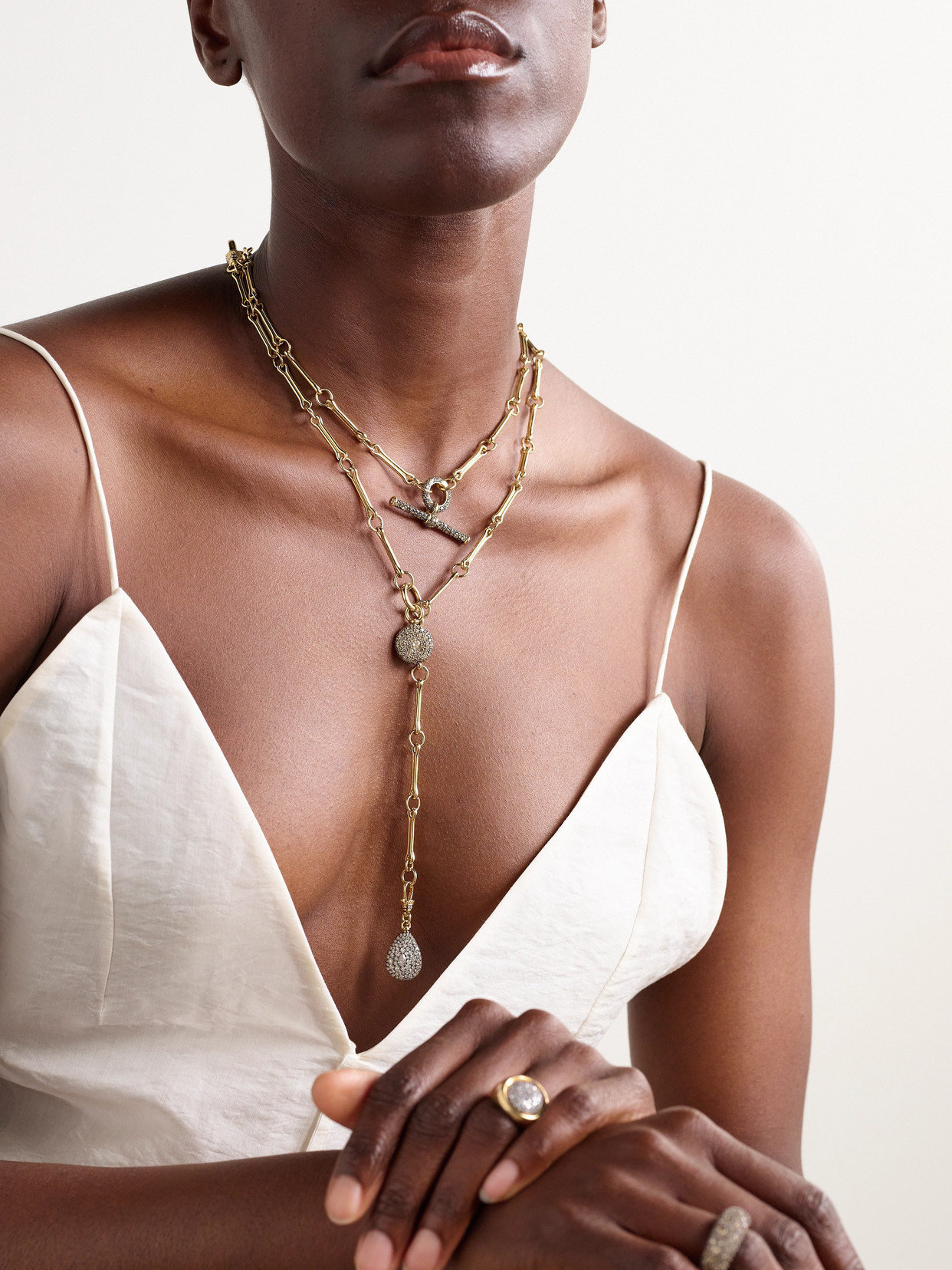 Lucy Delius Show Your Bones + Signature Teardrop + Pocket Watch Pendant 14-karat Gold, Rhodium-plated And Diamon