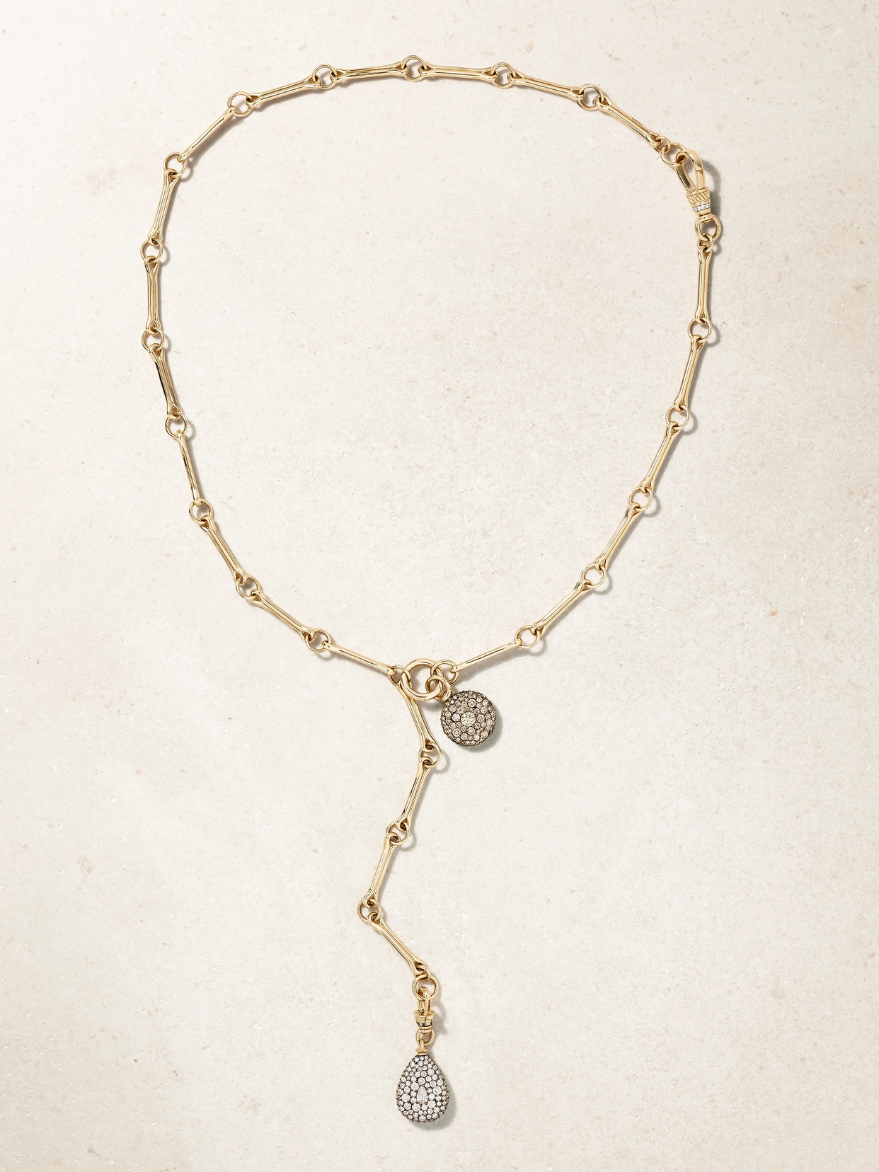 Lucy Delius Show Your Bones + Signature Teardrop + Pocket Watch Pendant 14-karat Gold, Rhodium-plated And Diamon