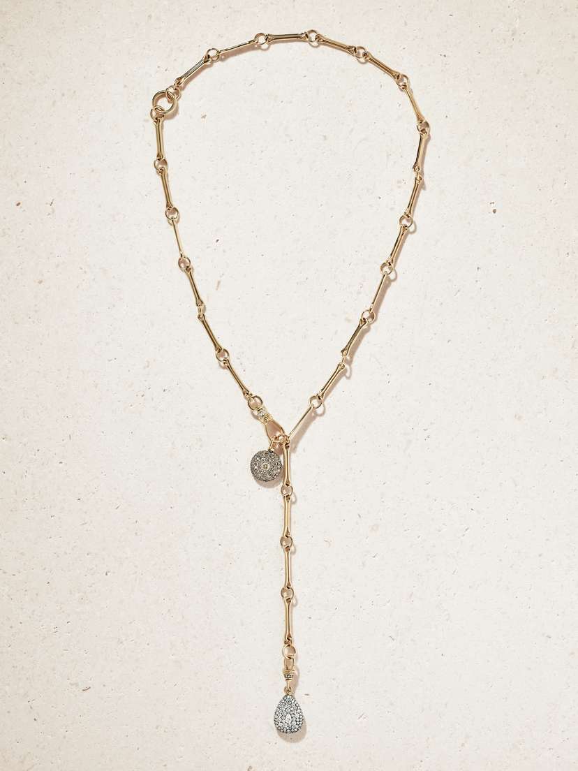 Lucy Delius Show Your Bones, Signature Teardrop And Pocket Watch 14-karat Gold And Diamond Necklace