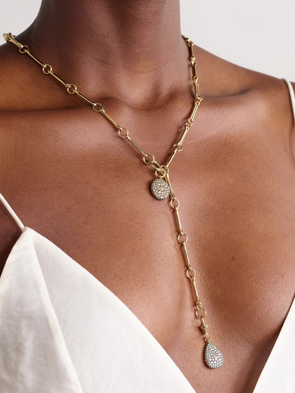 Lucy Delius Show Your Bones + Signature Teardrop + Pocket Watch Pendant 14-karat Gold, Rhodium-plated And Diamon
