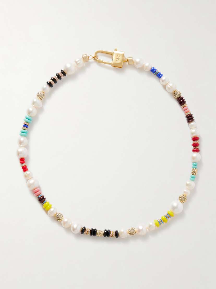 Martha Calvo Kenny Gold-plated, Enamel, Pearl And Crystal Necklace