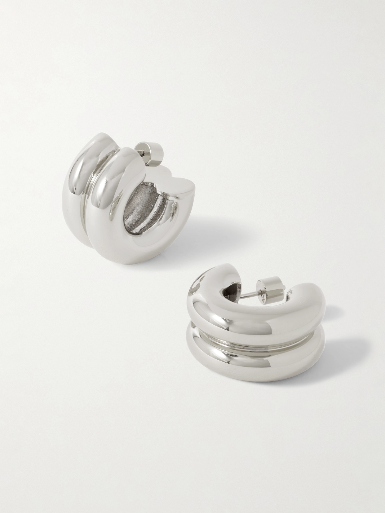 Martha Calvo Double Rhodium-plated Hoop Earrings In Silver