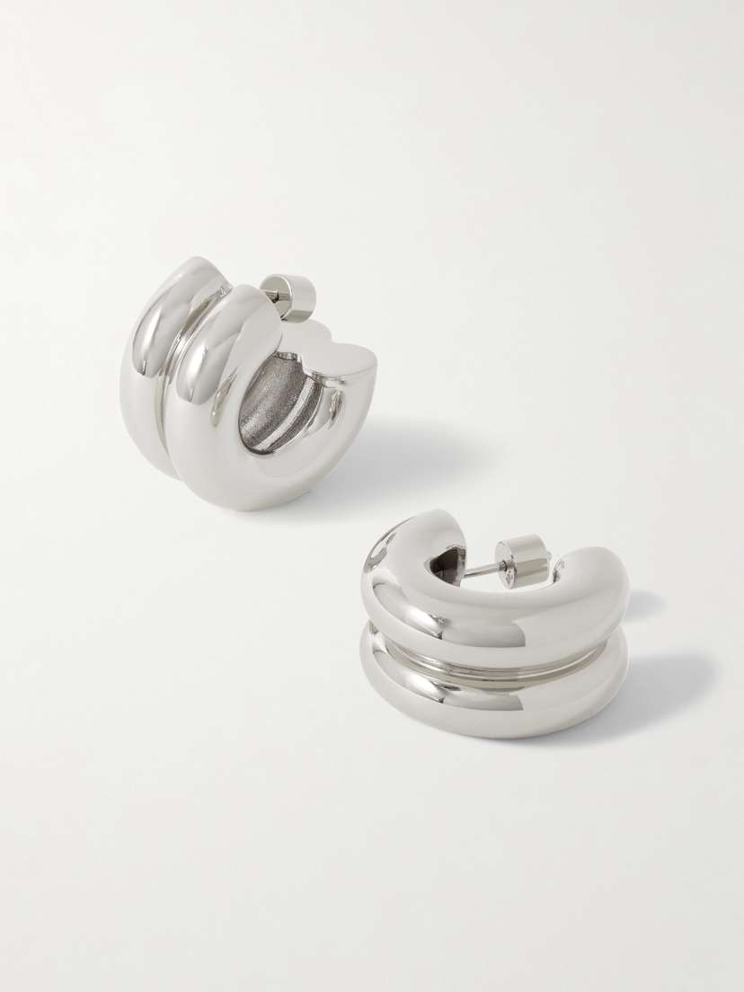 Martha Calvo Double Rhodium-plated Hoop Earrings