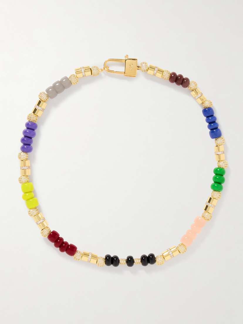 Martha Calvo Colore Gold-plated, Enamel And Crystal Necklace