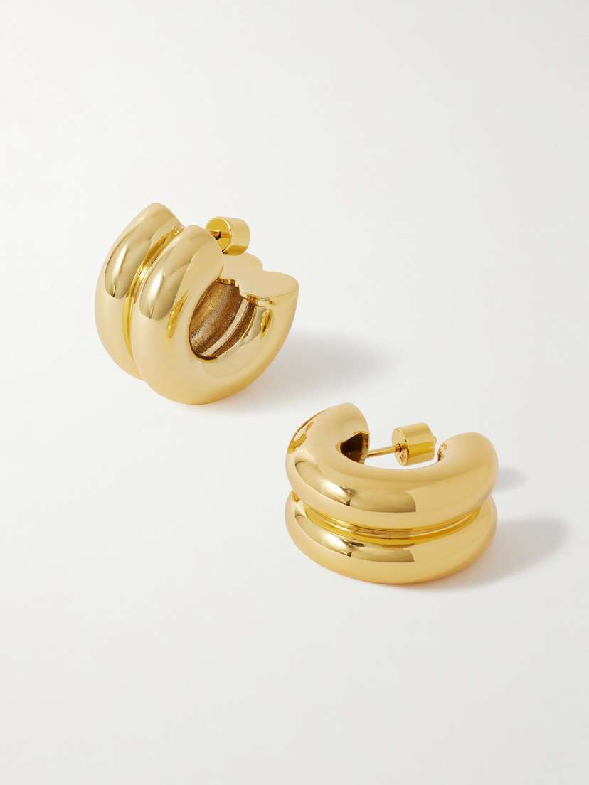 Martha Calvo Double Gold-plated Hoop Earrings