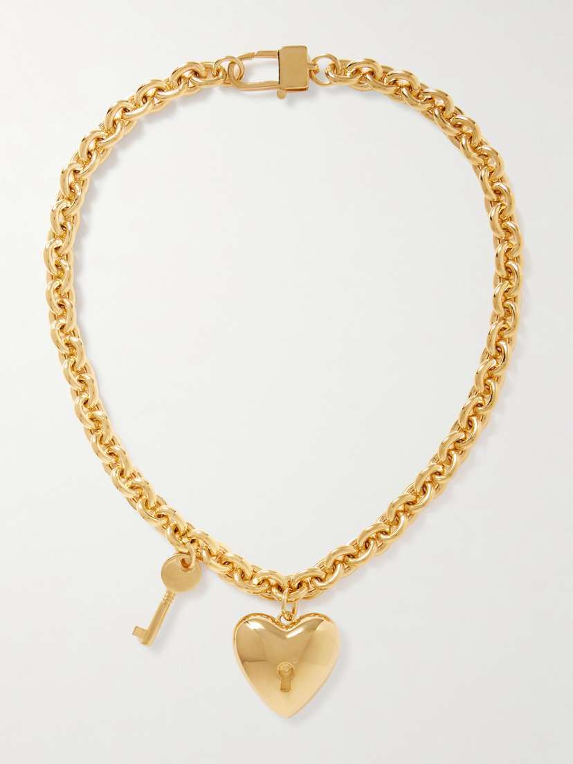 Martha Calvo Heart Lock And Key Gold-plated Necklace