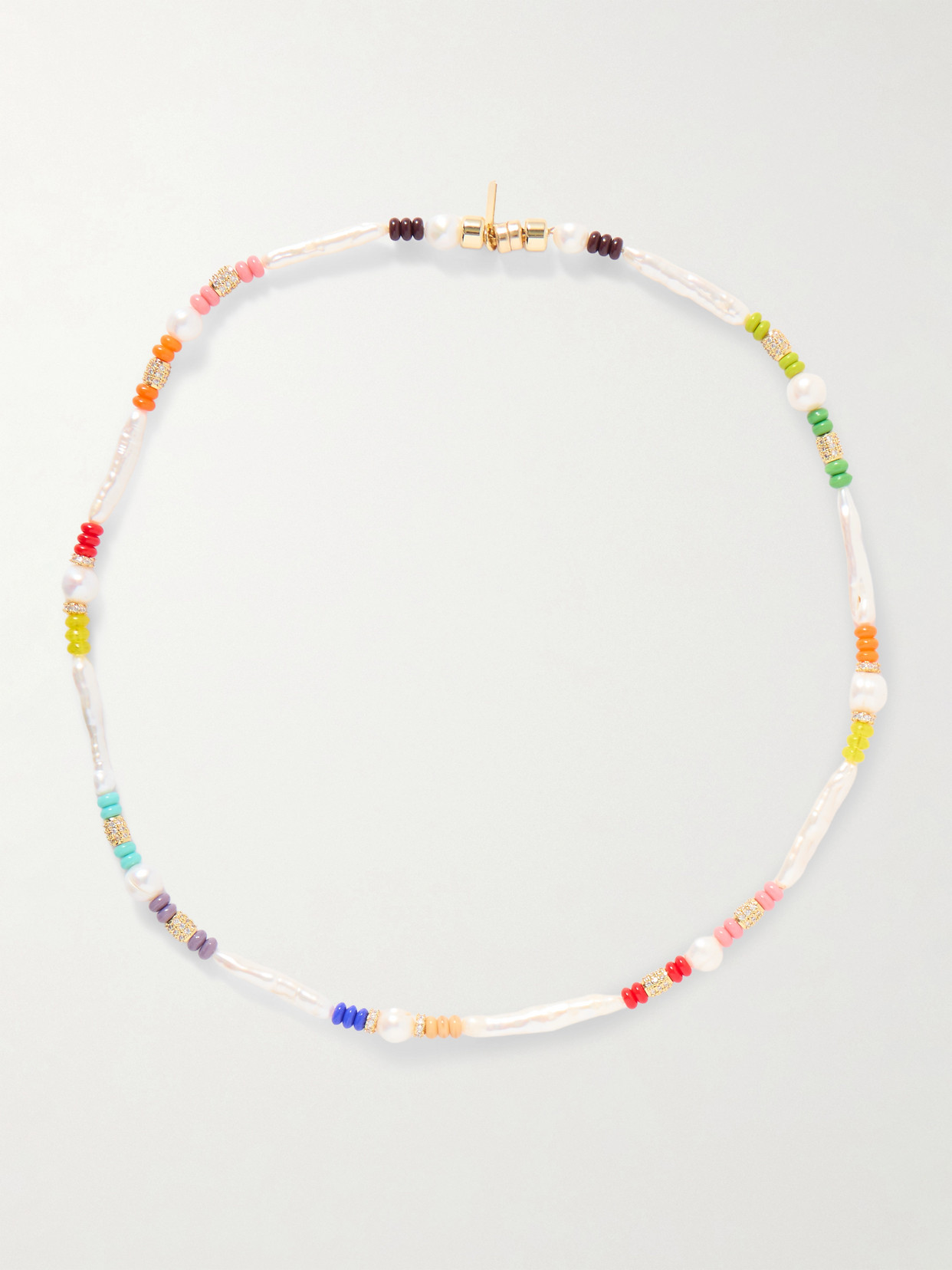 Martha Calvo Kai Gold-plated, Pearl, Enamel And Crystal Necklace In Multi
