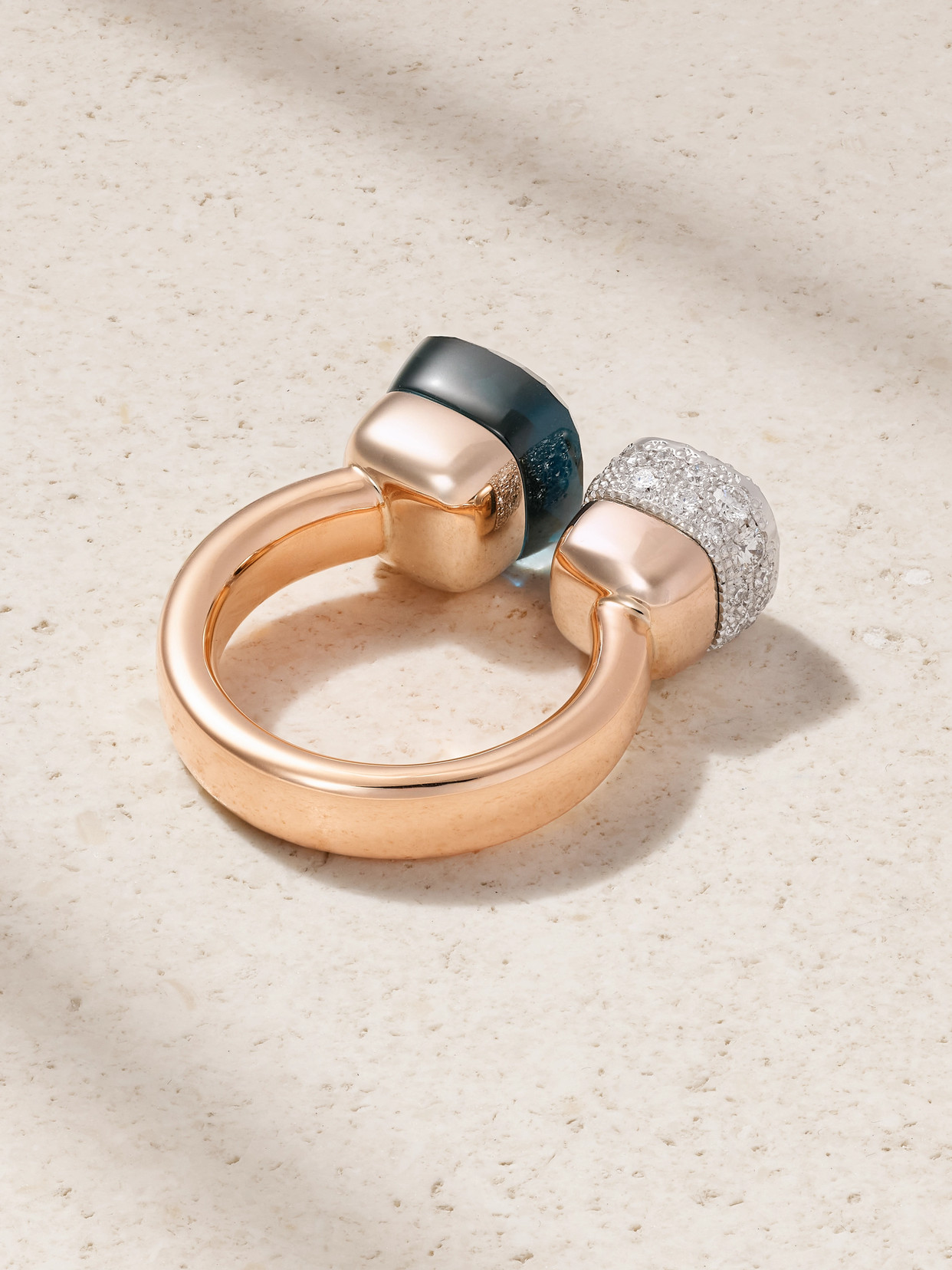 Pomellato Nudo 18-karat Rose And White Gold, Topaz And Diamond Ring In Gold