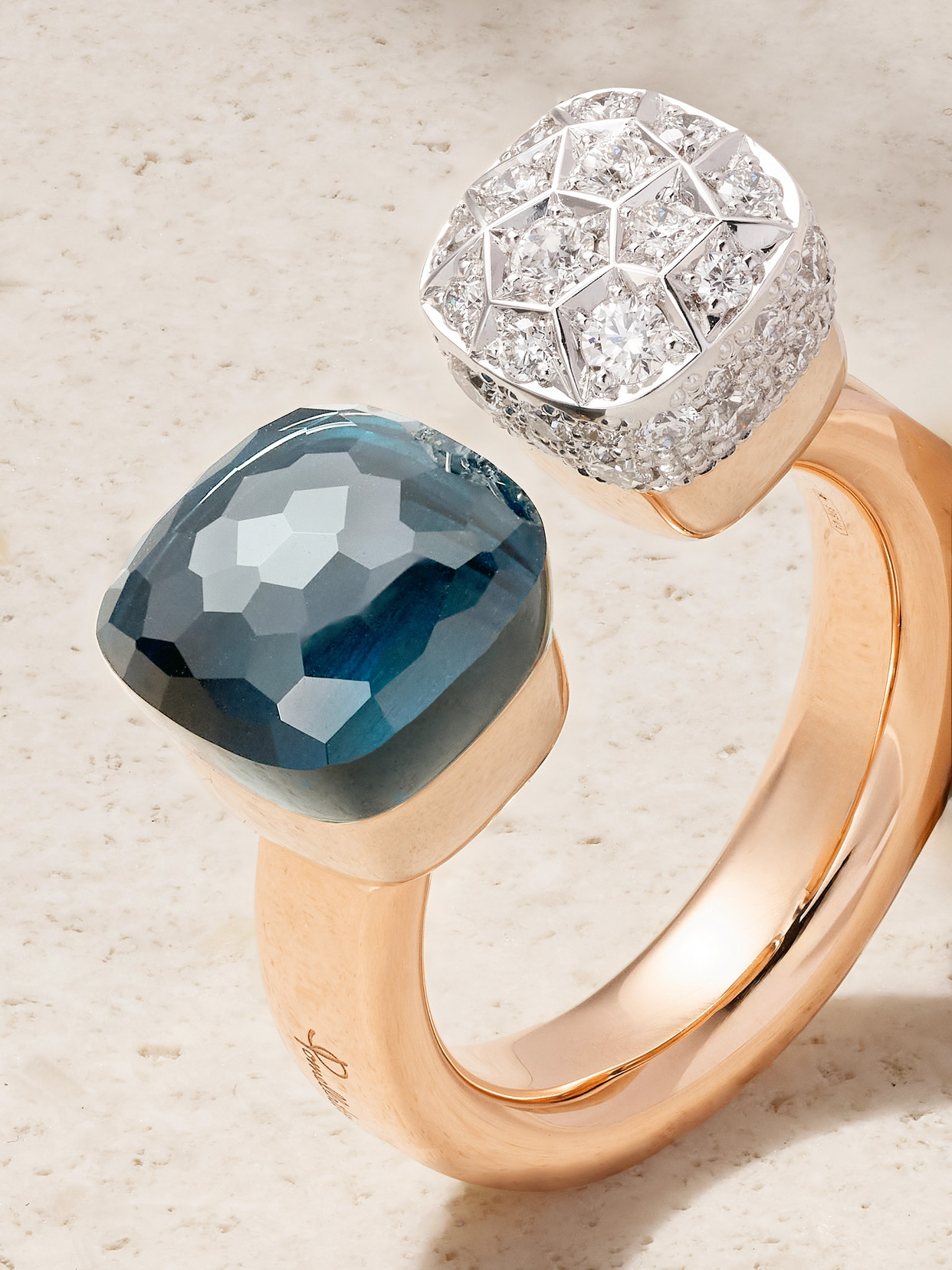 Pomellato Nudo 18-karat Rose And White Gold, Topaz And Diamond Ring In Gold