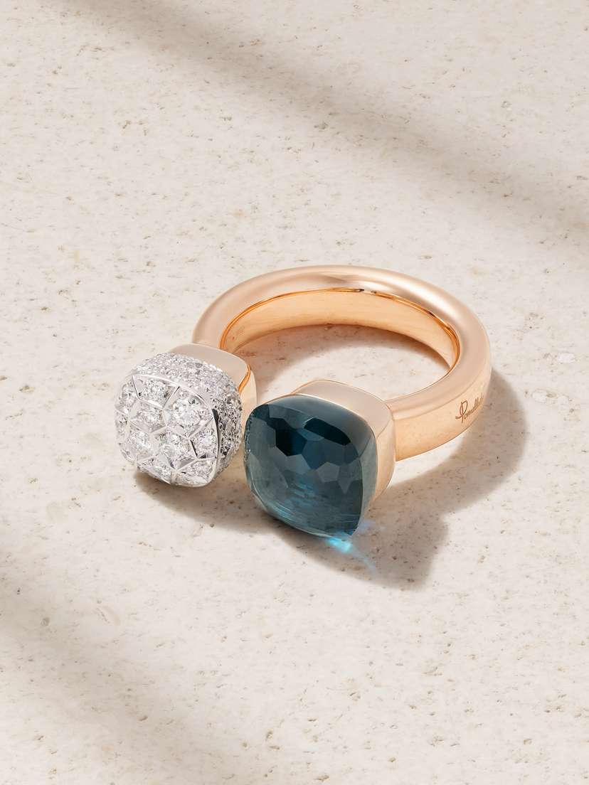 Pomellato Nudo 18-karat Rose And White Gold, Topaz And Diamond Ring