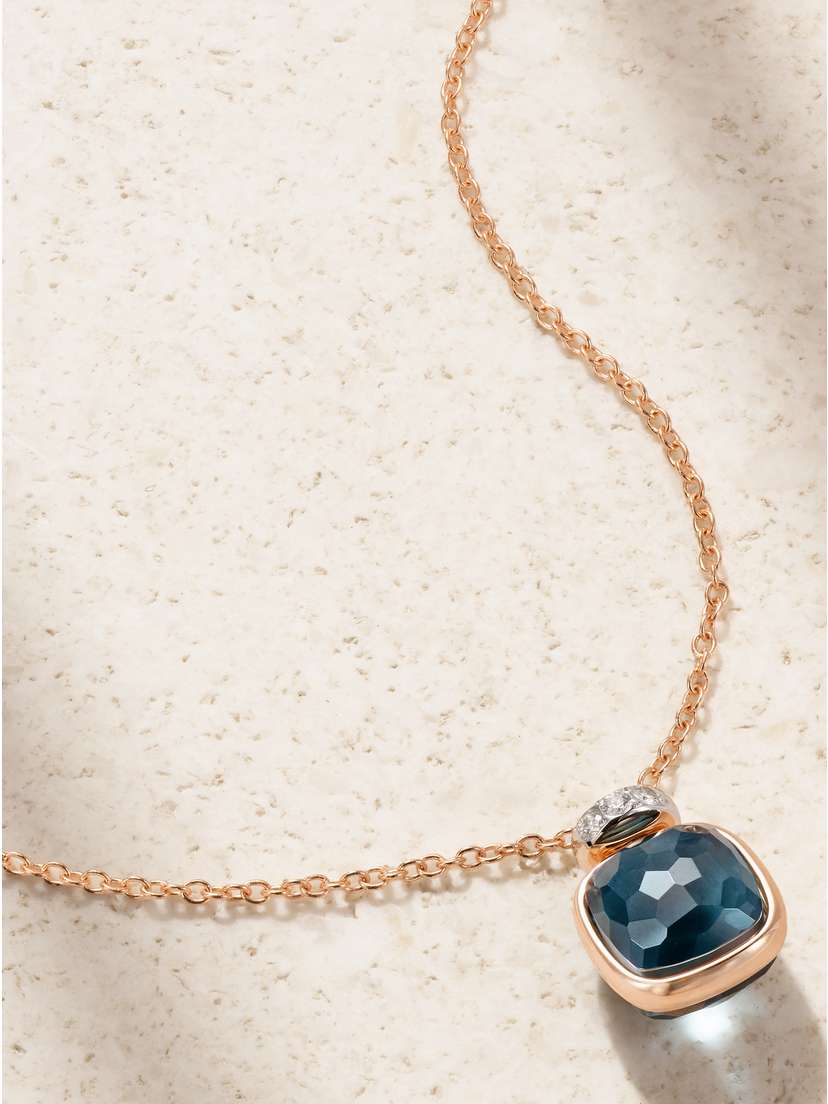Pomellato Nudo 18-karat Rose And White Gold, Topaz And Diamond Necklace