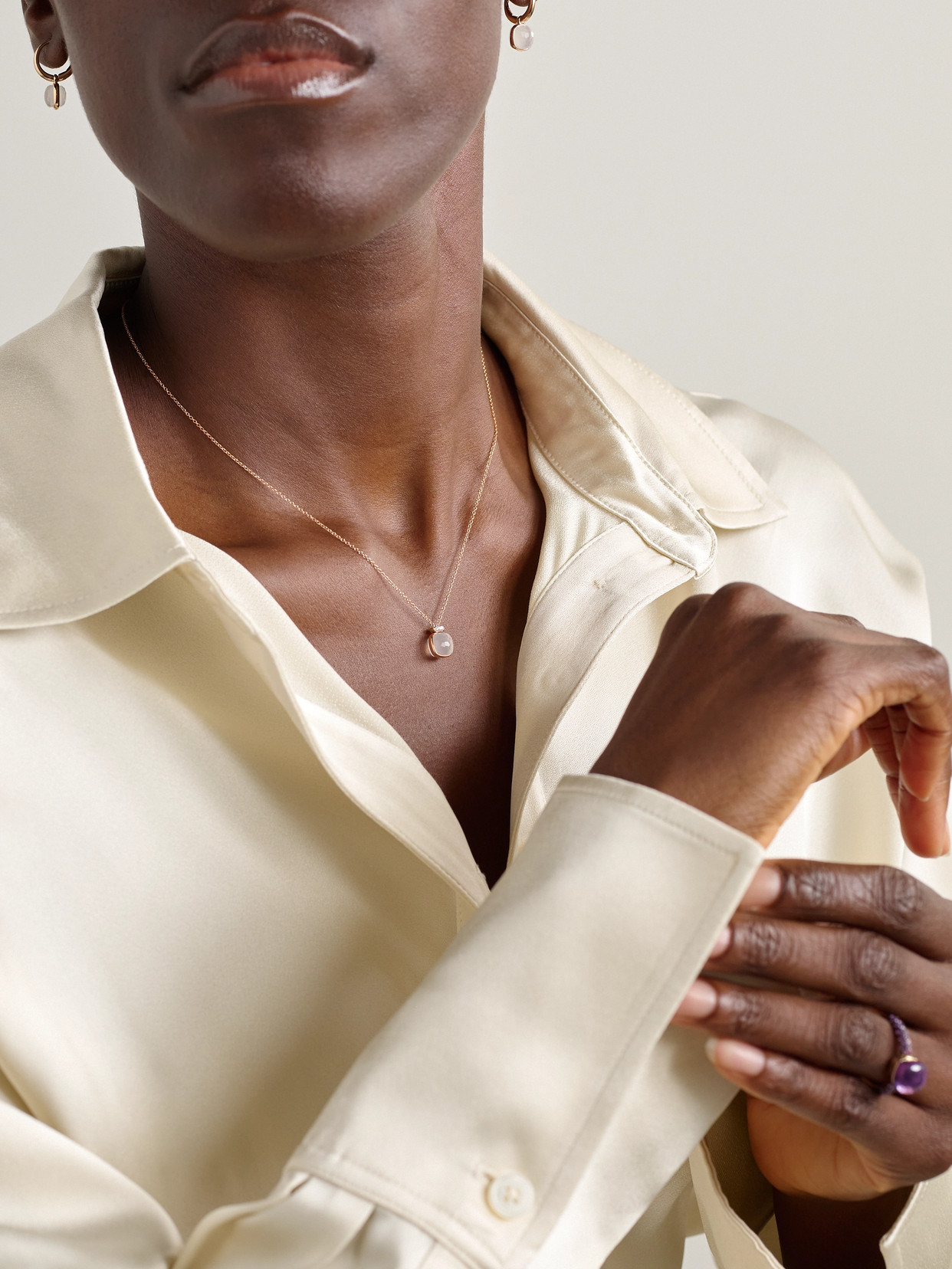 Pomellato Nudo 18-karat Rose And White Gold, Quartz And Diamond Necklace In Gold