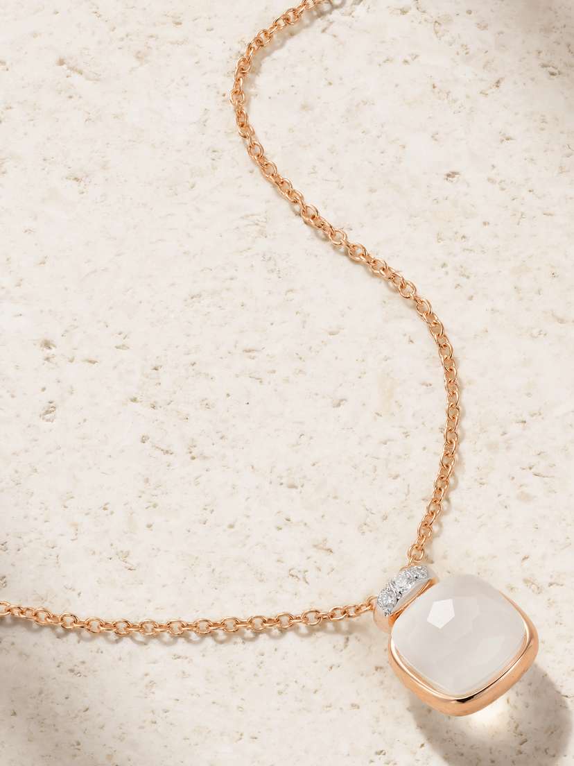 Pomellato Nudo 18-karat Rose And White Gold, Quartz And Diamond Necklace