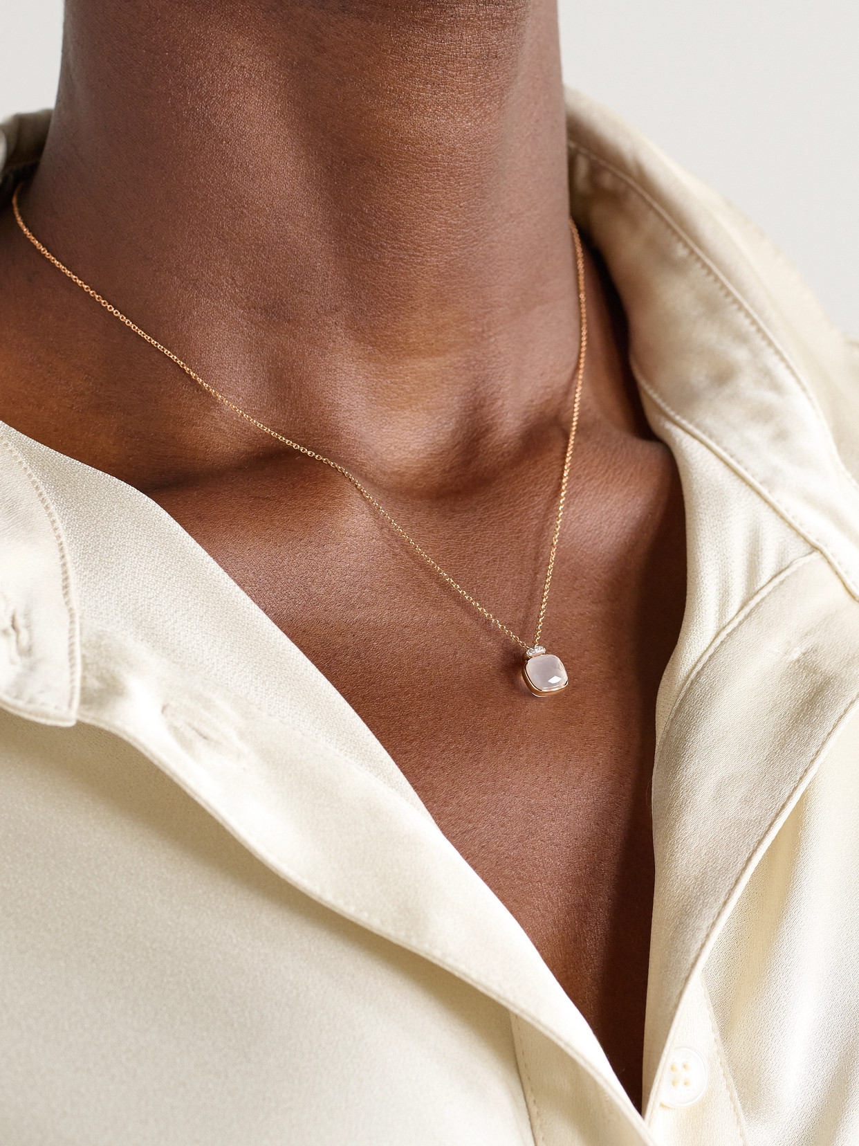 Pomellato Nudo 18-karat Rose And White Gold, Quartz And Diamond Necklace In Gold