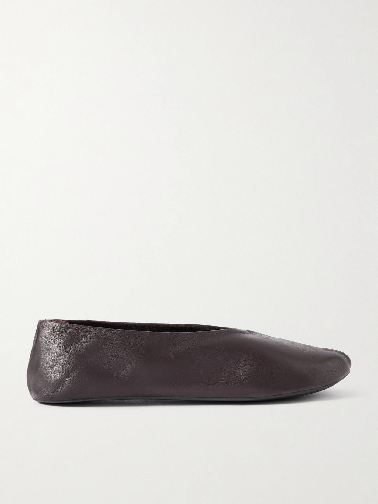 The Row Stella Shearling-lined Leather Ballet Flats In Brown