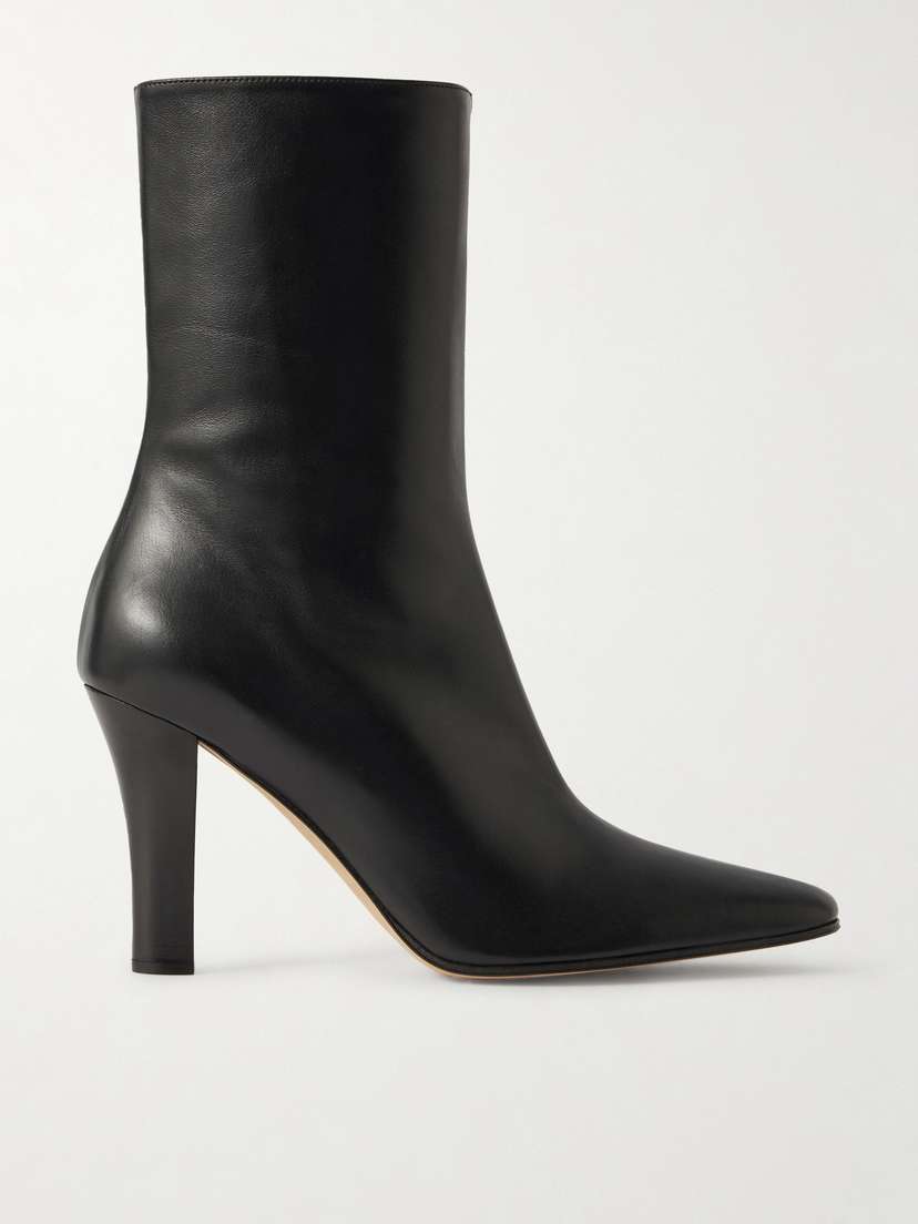 The Row Mona Leather Ankle Boots