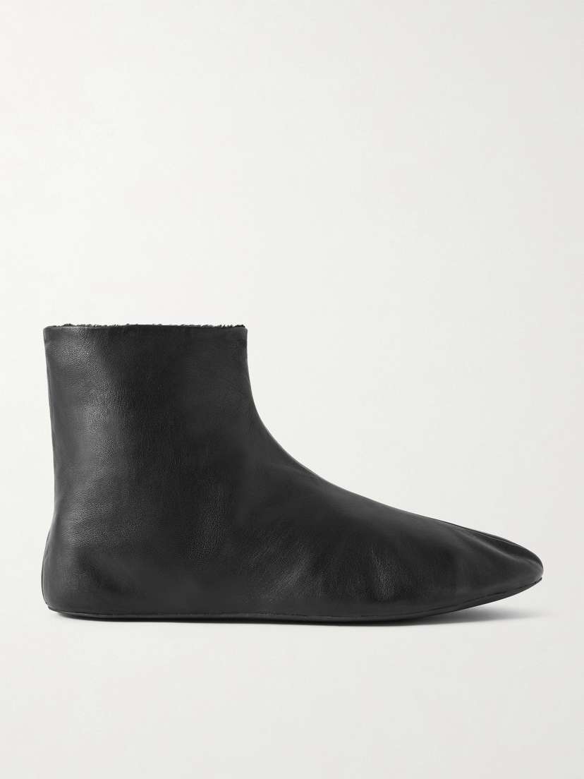 The Row Stella Leather And Shearling Ankle Boots