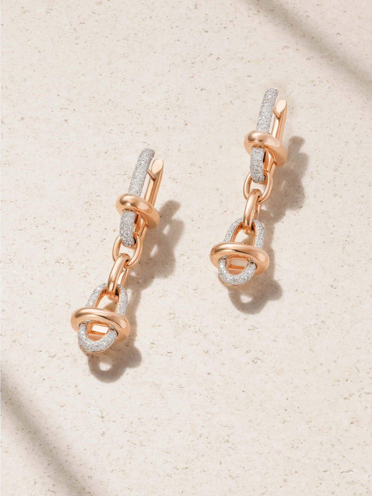 Pomellato Iconica 18-karat Rose And Rhodium-plated White Gold Diamond Earrings