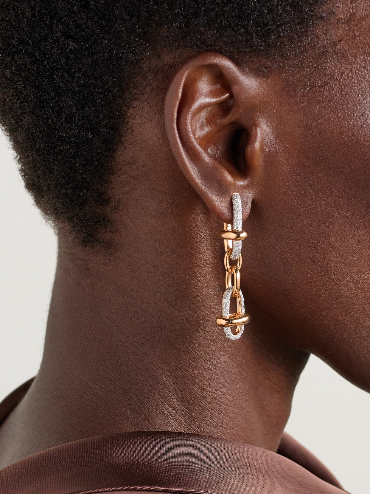 Pomellato Iconica 18-karat Rose And Rhodium-plated White Gold Diamond Earrings In Gold