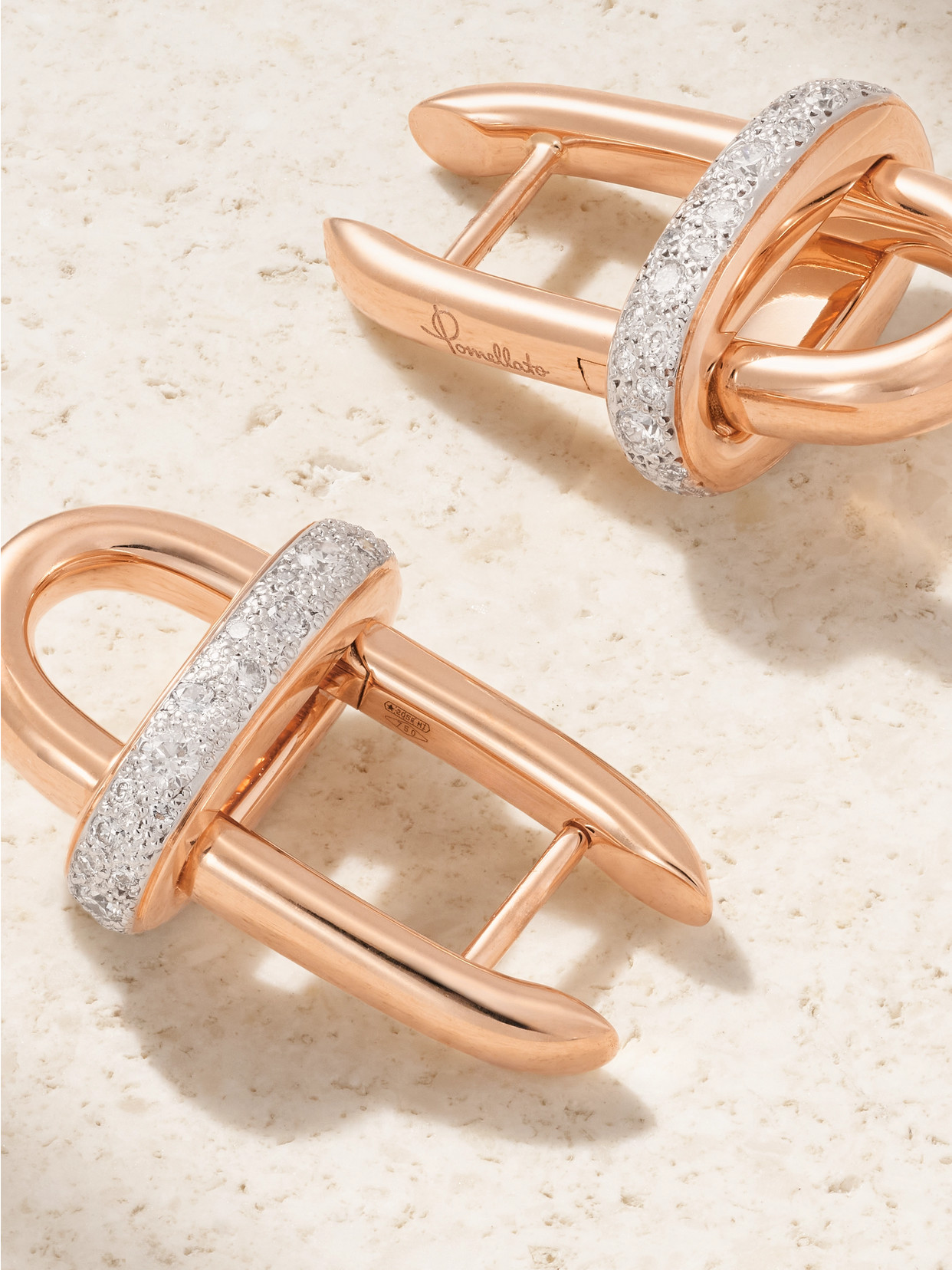 Pomellato Iconica Rhodium-plated 18-karat Rose Gold Diamond Hoop Earrings In Gold