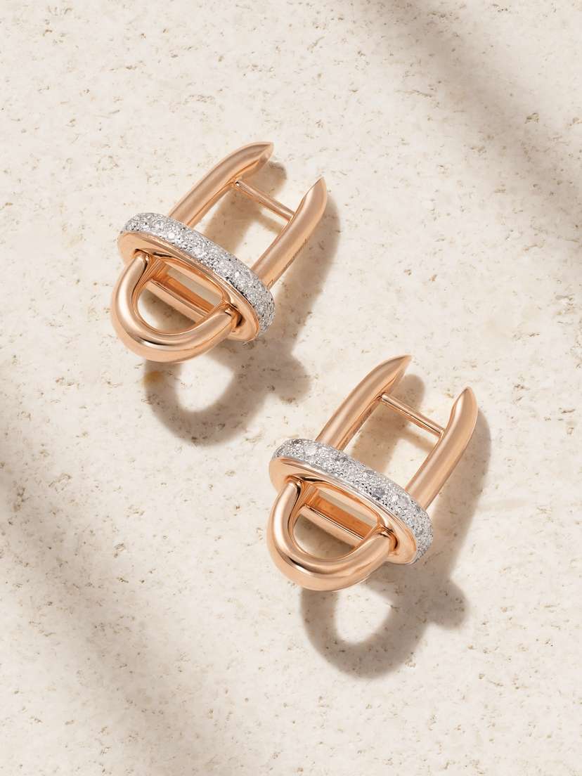 Pomellato Iconica Rhodium-plated 18-karat Rose Gold Diamond Hoop Earrings