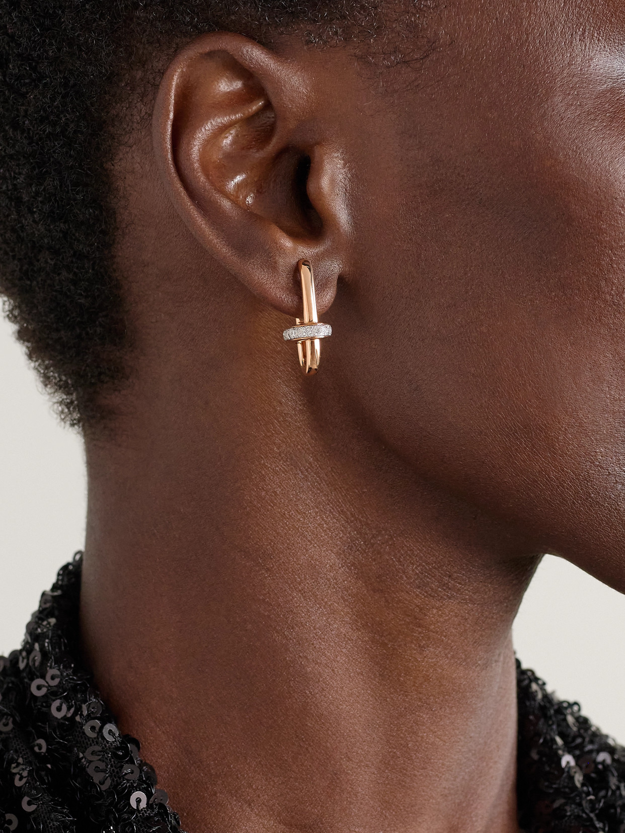 Pomellato Iconica Rhodium-plated 18-karat Rose Gold Diamond Hoop Earrings In Gold