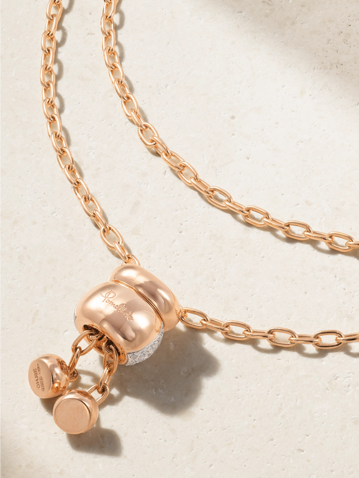 Pomellato Iconica Rhodium-plated 18-karat Rose Gold Diamond Necklace In Gold