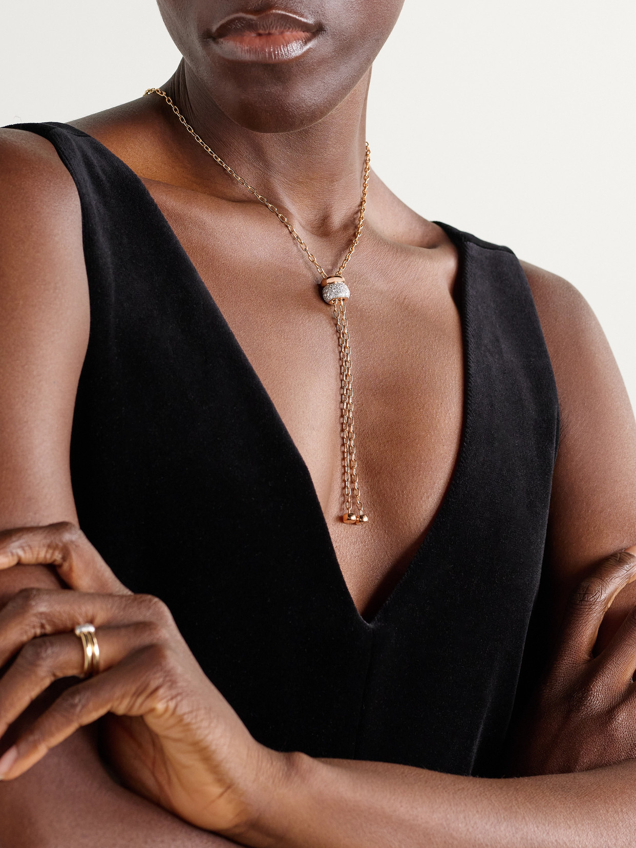 Pomellato Iconica Rhodium-plated 18-karat Rose Gold Diamond Necklace In Gold