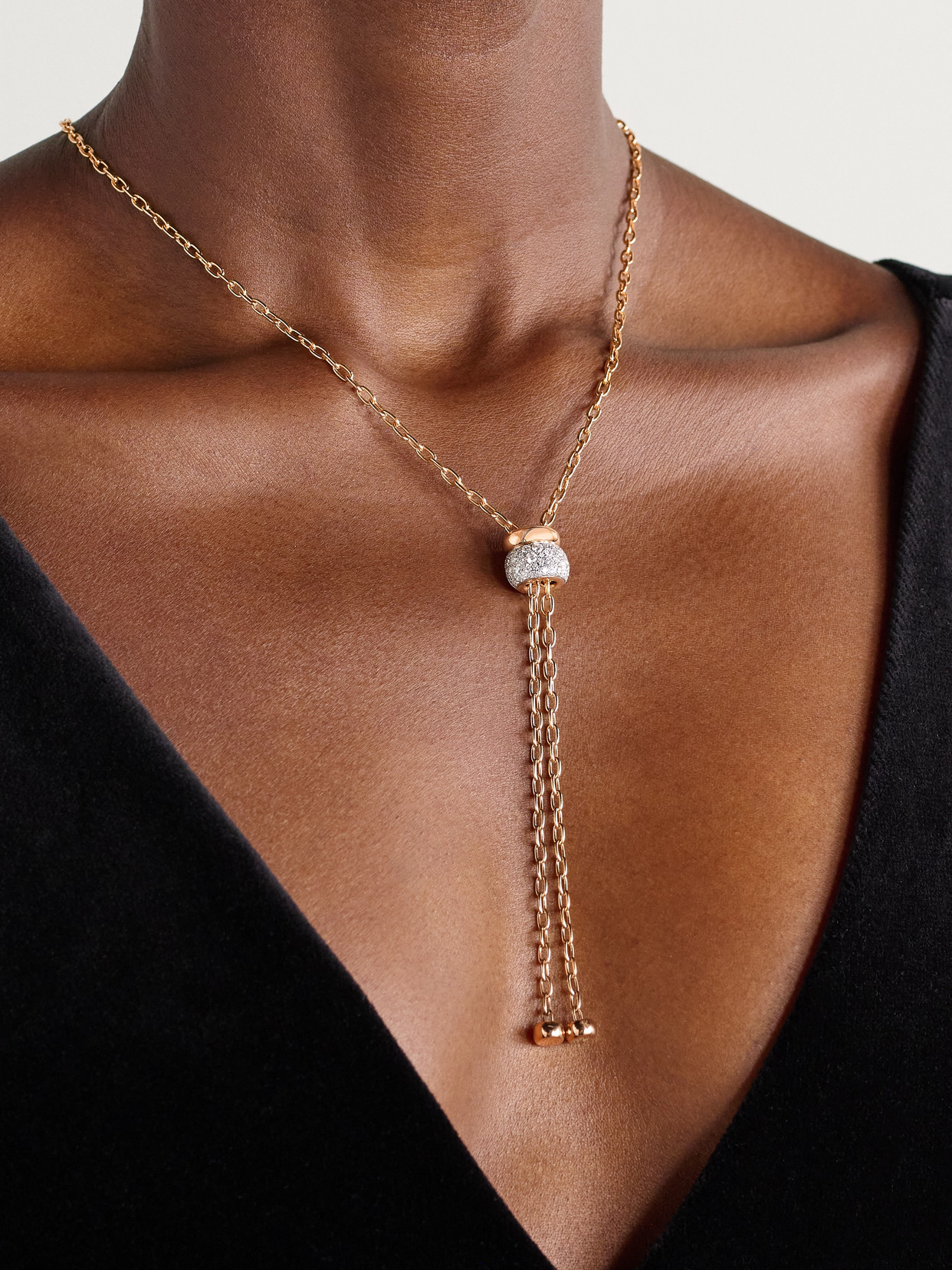 Pomellato Iconica Rhodium-plated 18-karat Rose Gold Diamond Necklace In Gold
