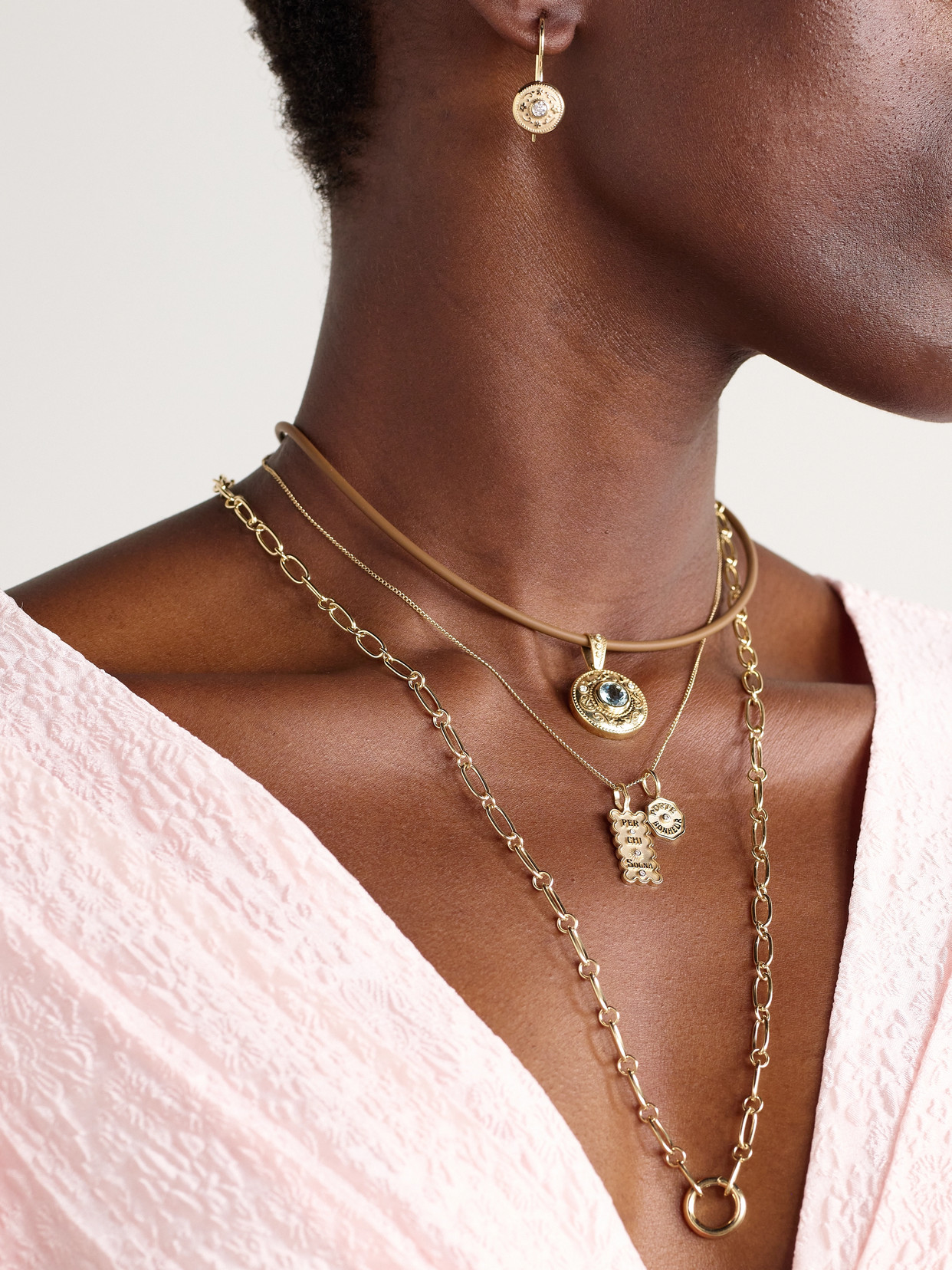 Marlo Laz Wee Porte Bonheur + Mini Per Chi Sogna 14-karat Gold Diamond Necklace In Gold