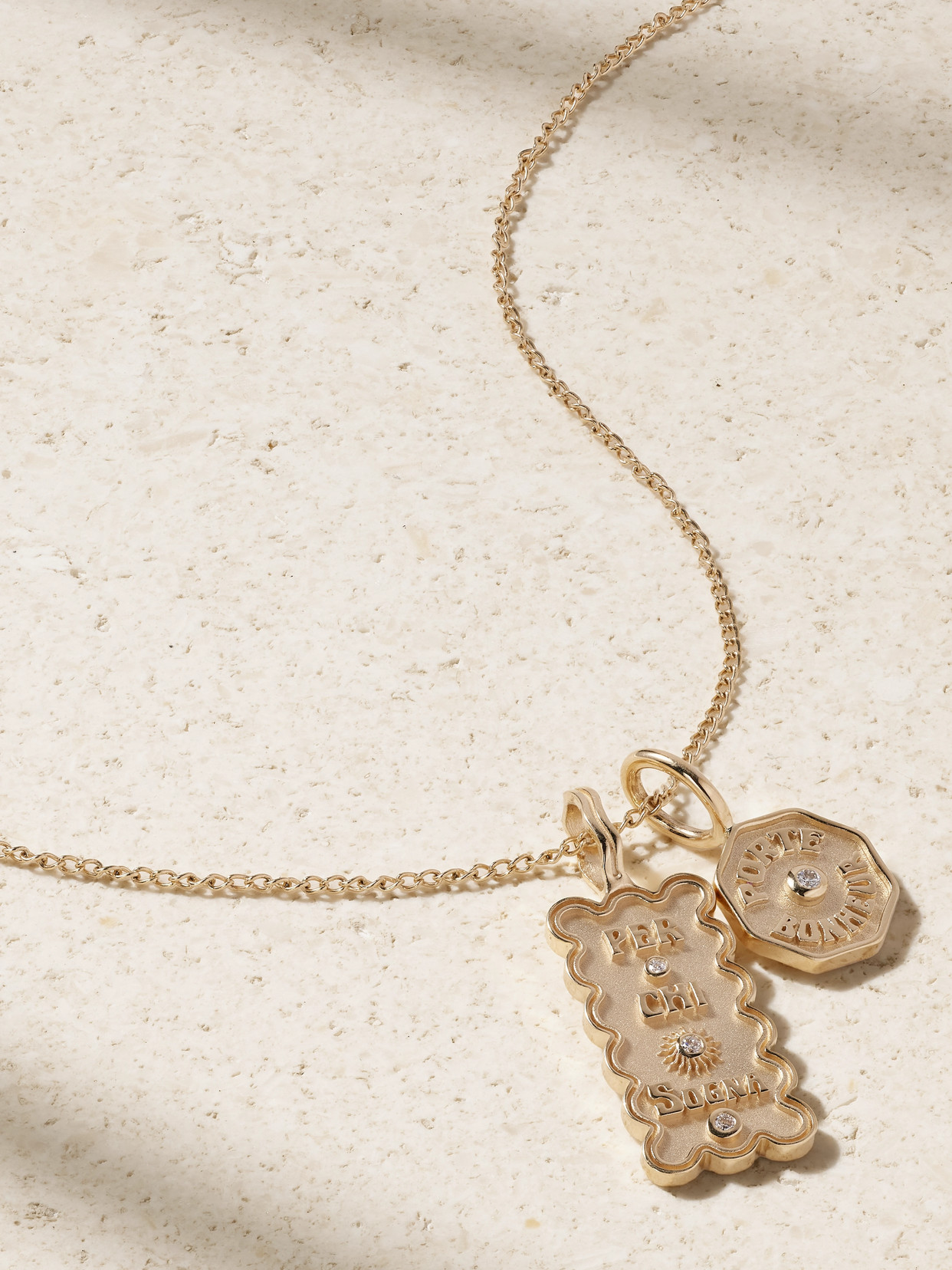 Marlo Laz Wee Porte Bonheur + Mini Per Chi Sogna 14-karat Gold Diamond Necklace