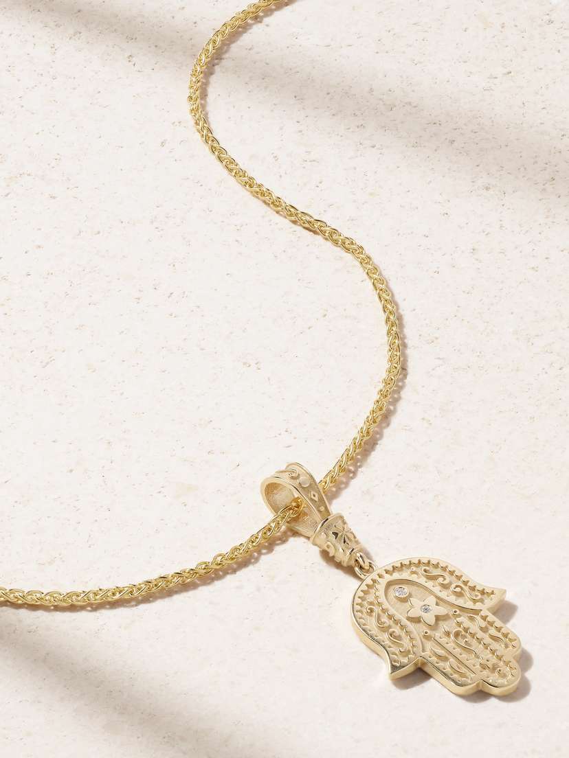 Marlo Laz Southwestern Hamsa 14-karat Gold Diamond Necklace