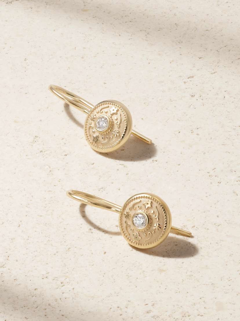 Marlo Laz Southwestern Lasso 14-karat Gold Diamond Earrings