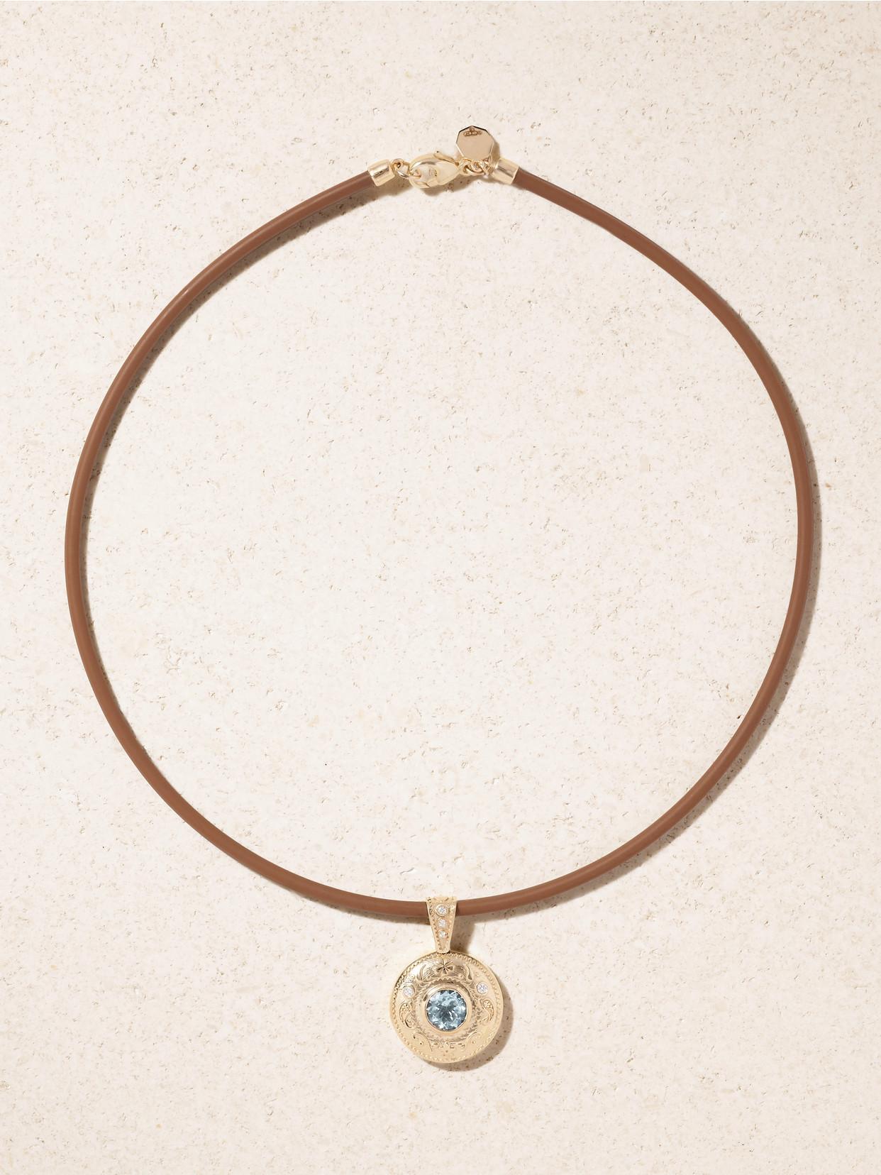 Marlo Laz Southwestern 14-karat Gold, Diamond And Rubber Necklace