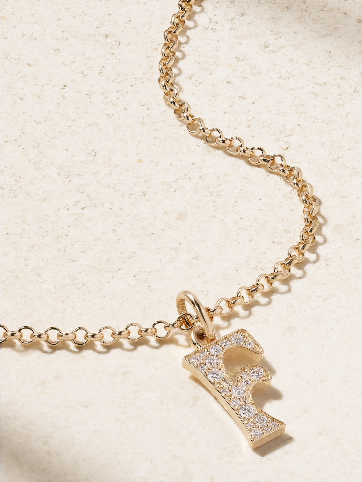 Marlo Laz Initial Charm 14-karat Gold Diamond Necklace In Gold