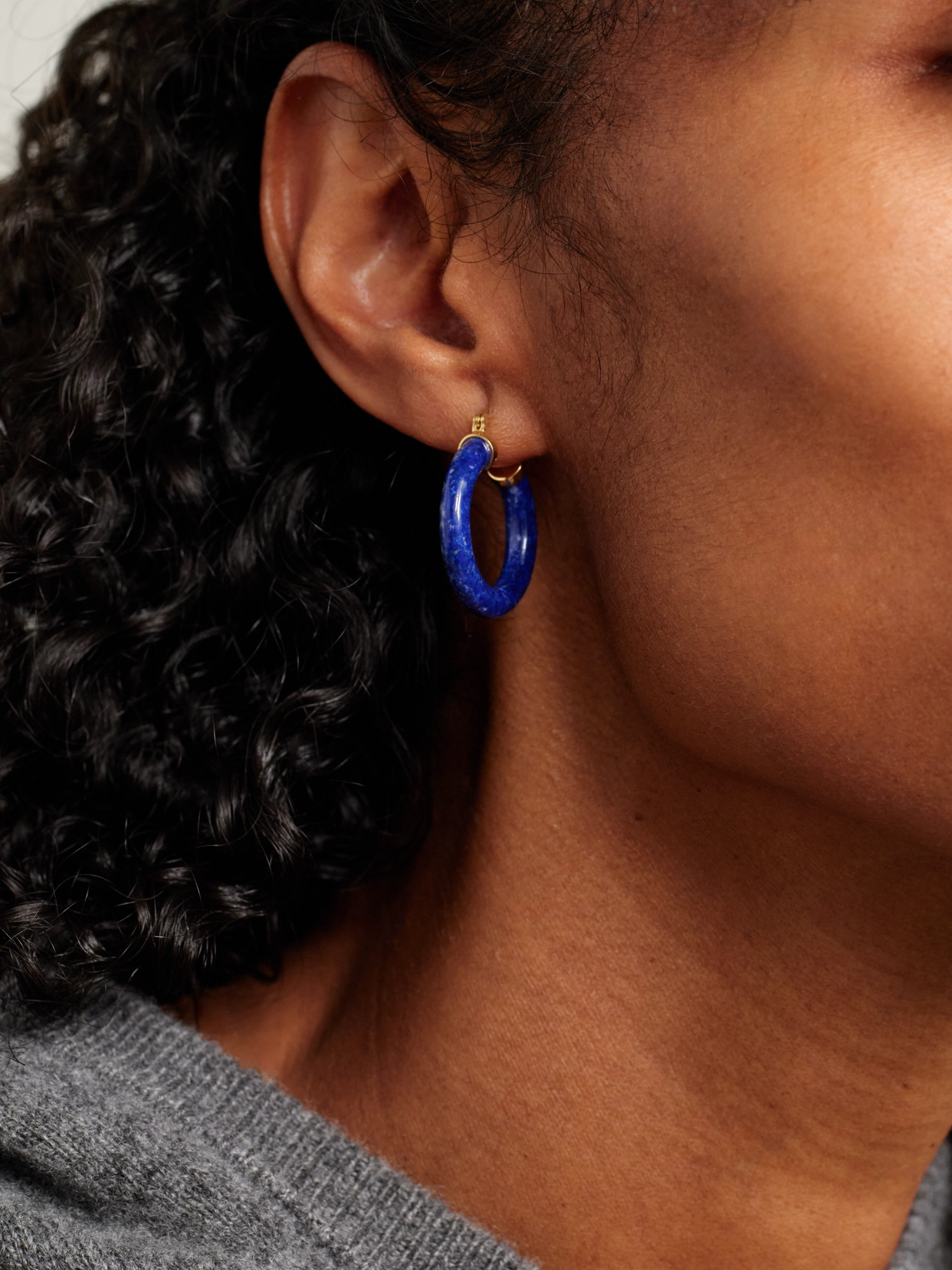 Mateo 14-karat Gold Lapis Lazuli Hoop Earrings In Purple