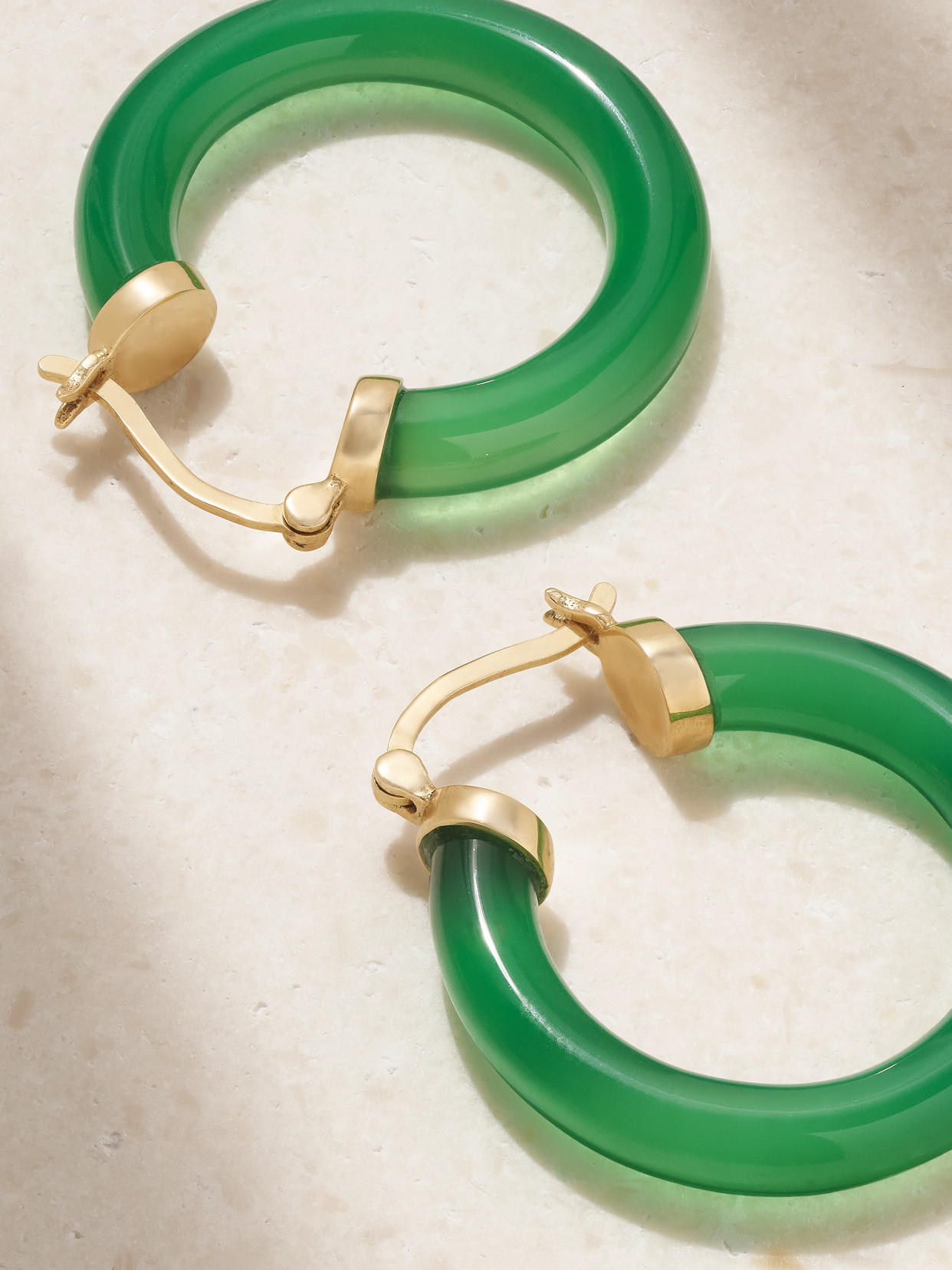 Mateo 14-karat Gold Chalcedony Hoop Earrings