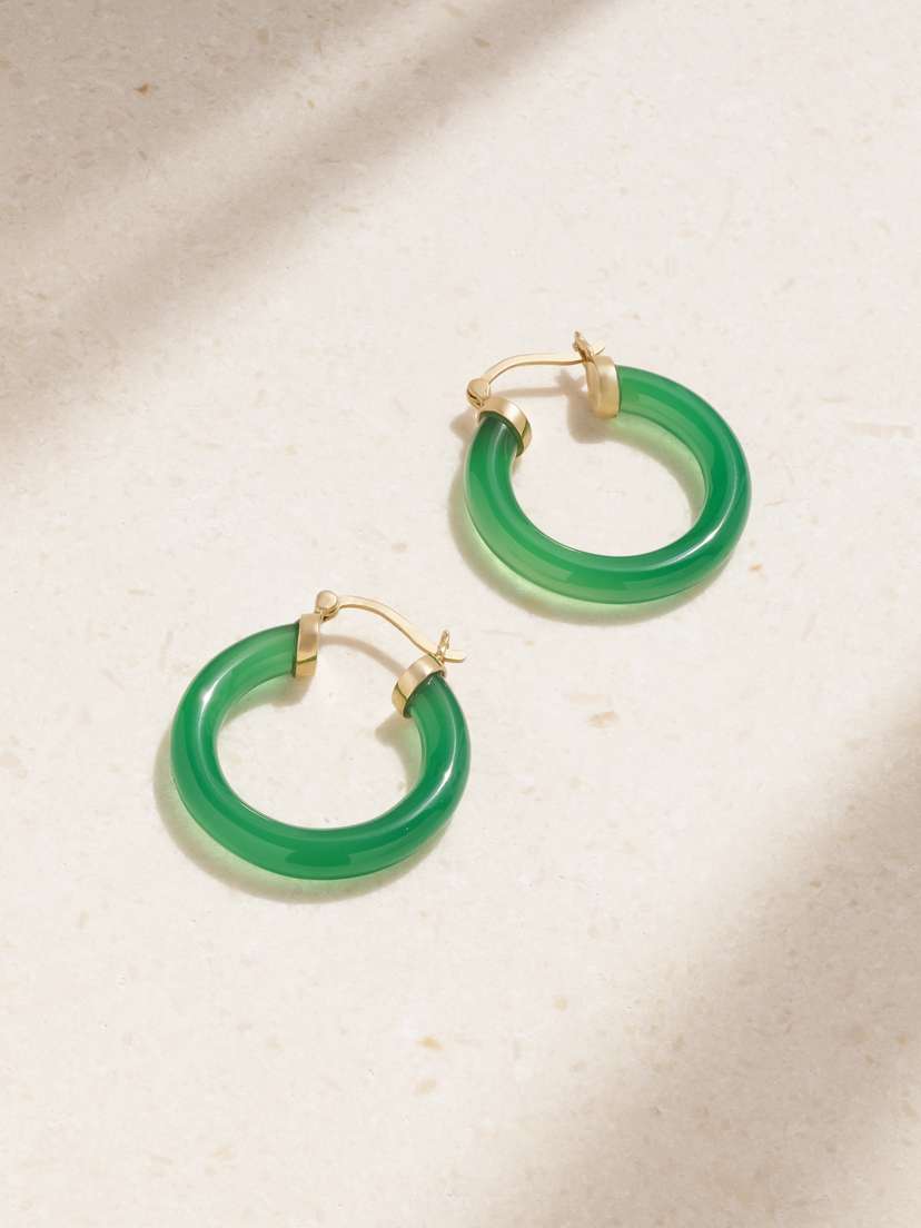 Mateo 14-karat Gold Chalcedony Hoop Earrings