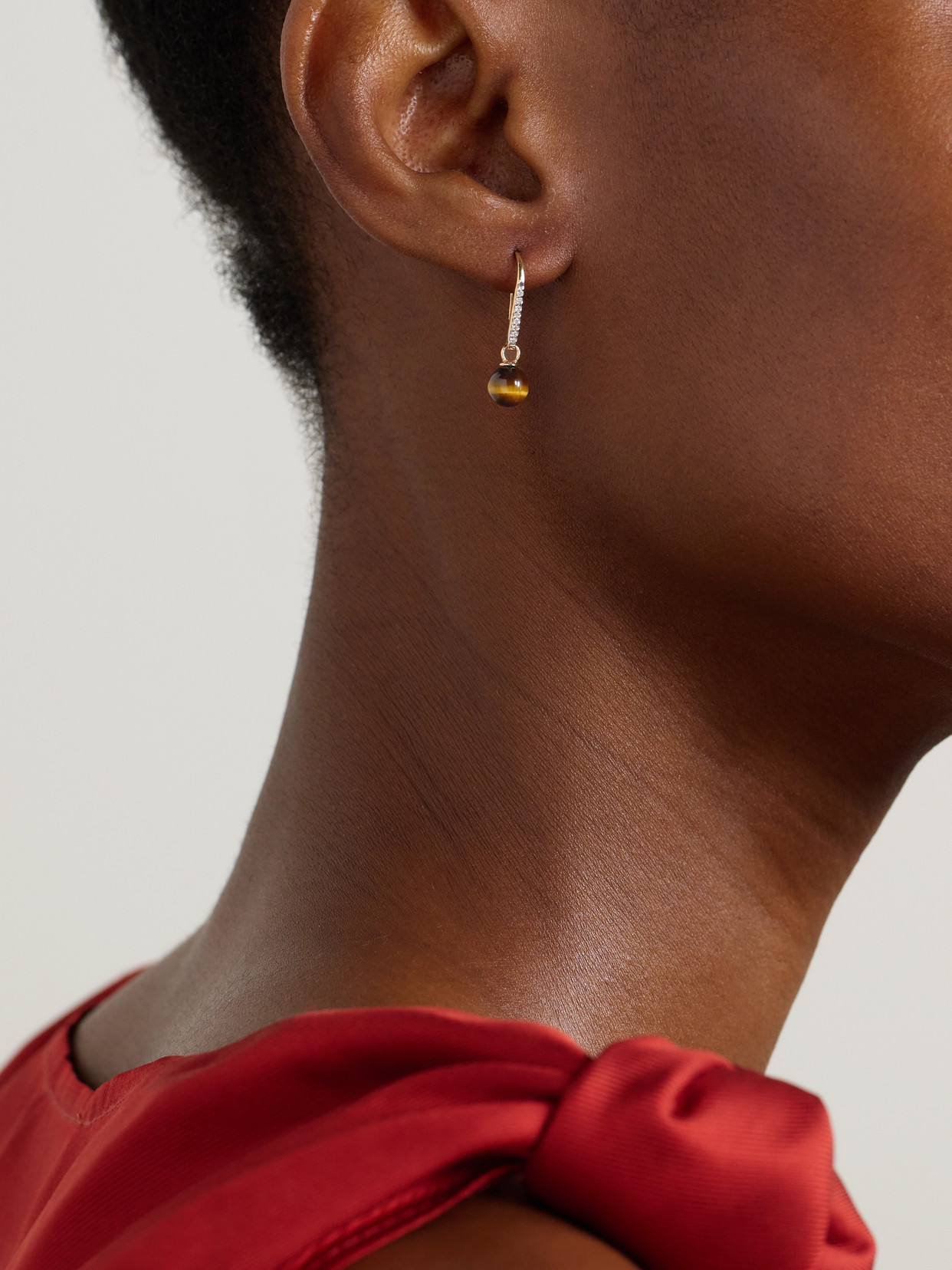 Mateo 14-karat Gold, Tiger's Eye And Diamond Earrings In Gold